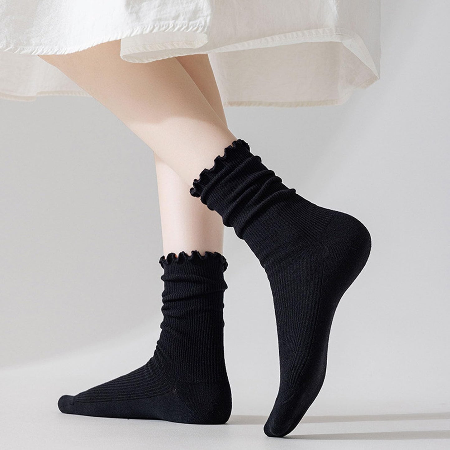 Women's Ruffle Socks – 6 Pairs Casual Cute Cotton Knit Socks