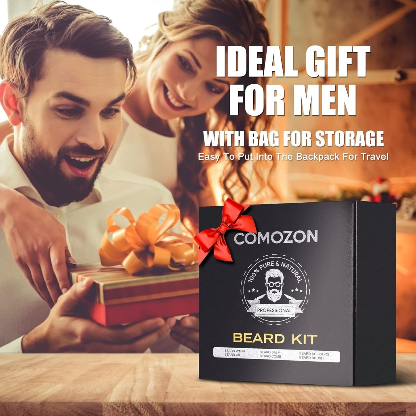Bartroller,Bartpflege Set Mit Bart Roller Bartwuchsmittel Männer Comozon Bartroller Beard Growth Kit Mit Bartshampoo Bartöl Bartbalsam Rasiermesser Bartbürste Bartkamm Bartschere