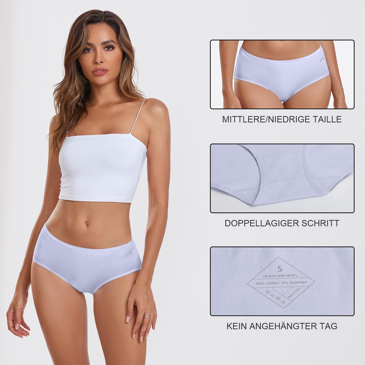 Coskefy Women’s Underpants 6-Pack Soft Cotton