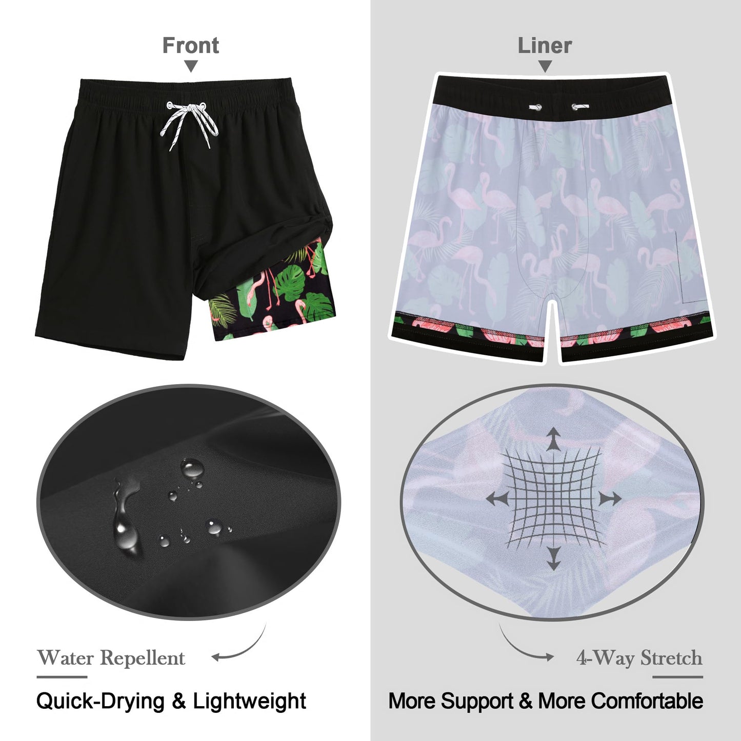 APTRO Men’s 2-in-1 Swim Shorts – Quick-Dry Board Shorts
