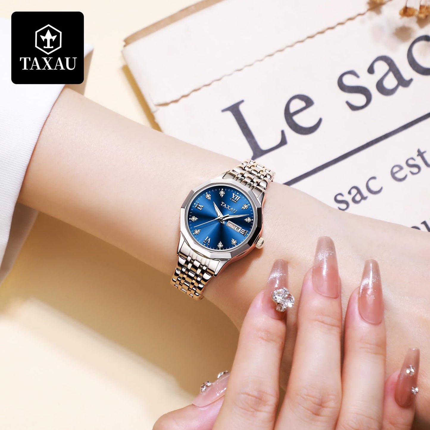 Taxau Uhr Frauen Luxus Edelstahl Uhren Frauen Kleid für Frauen wasserdichte Analog Quarz Damenuhren Klassische Reloj para Mujer