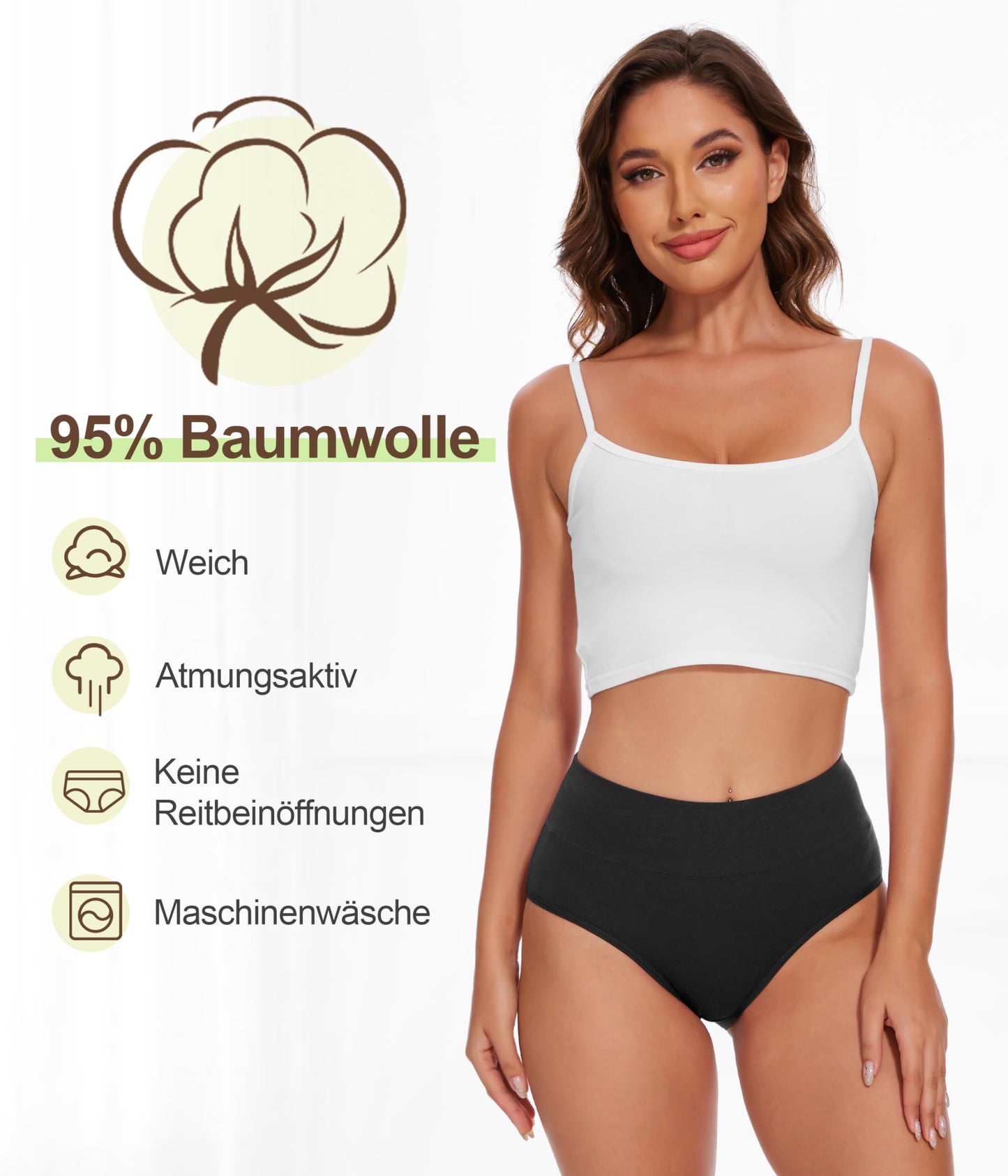 Women’s High Waist Cotton Panties 5-Pack - Sizes S-3XL