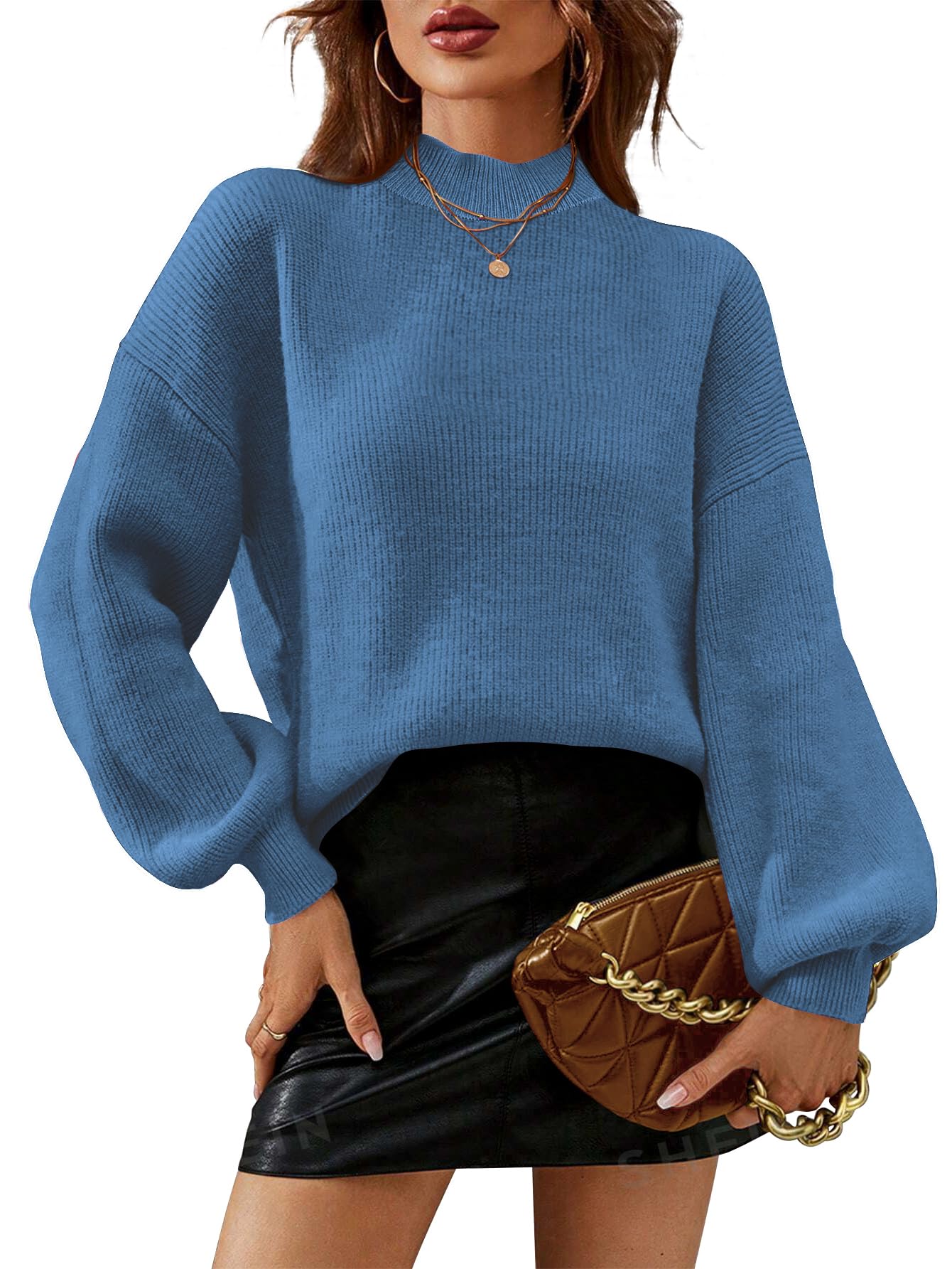 Zeagoo Women’s Puff Sleeve Knit Sweater – Cozy Loose Fit Pullover