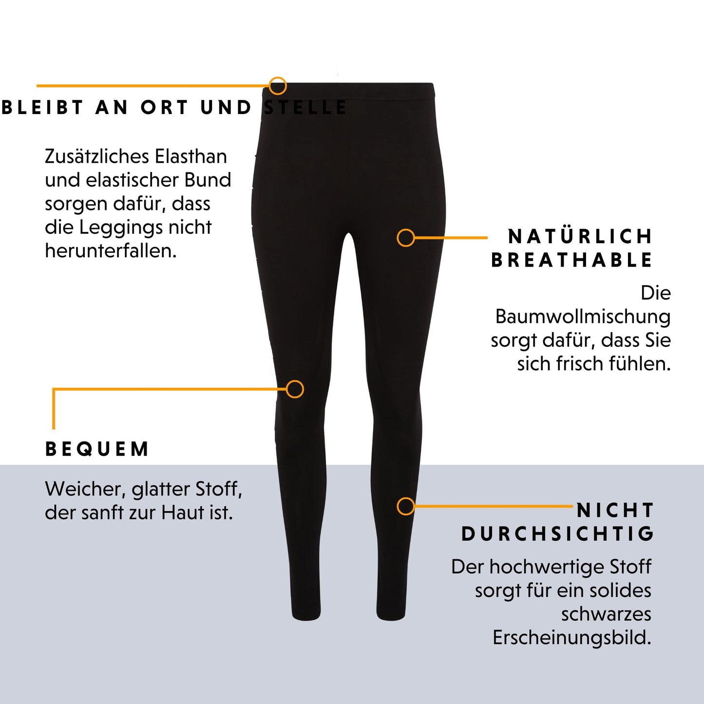 FM London Women’s 3-Pack Casual Leggings – Non-See-Through High Waist Cotton Leggings