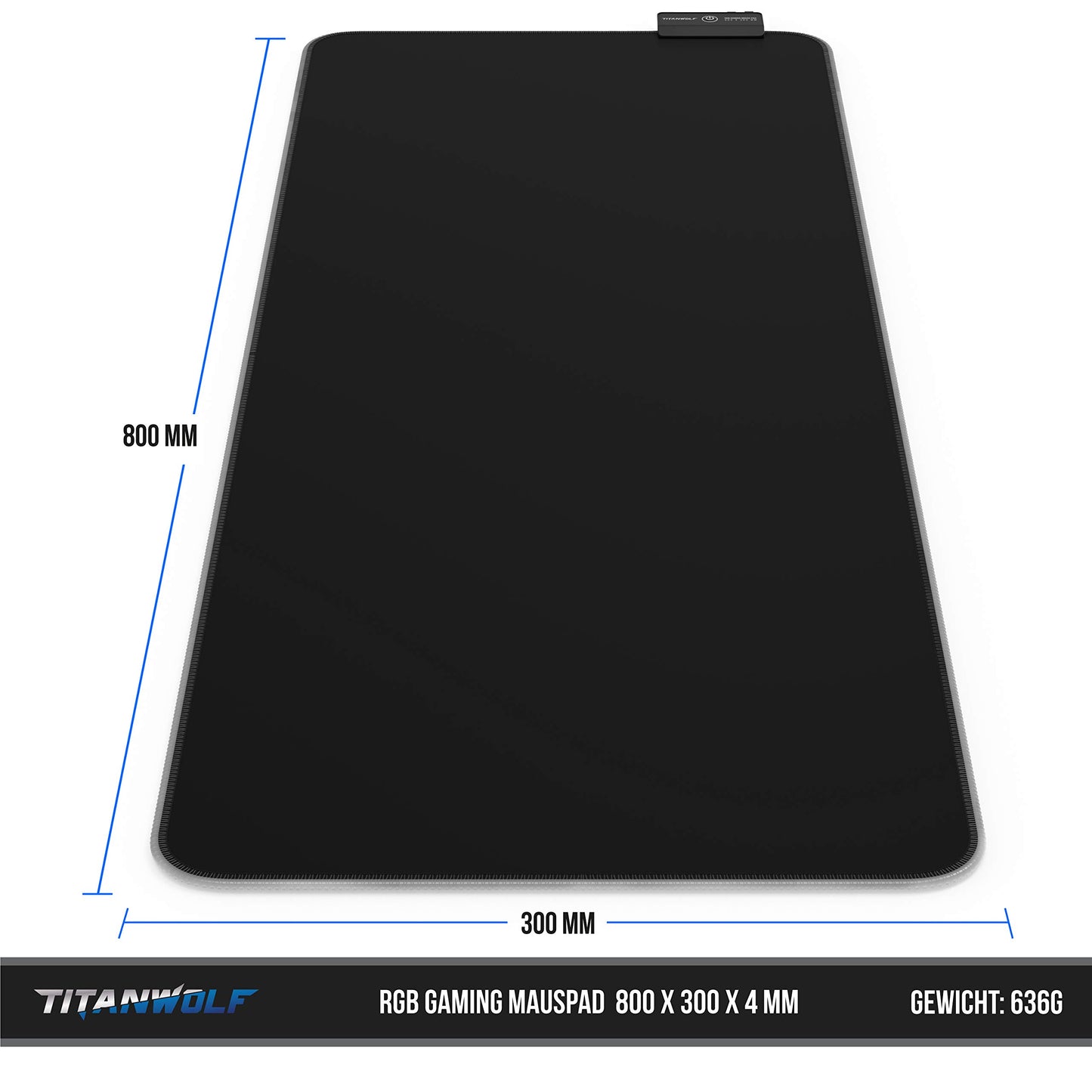 TITANWOLF - RGB Gaming Mauspad - LED Schreibtischunterlage - 800x300 mm - XXL Mousepad - LED Multi Color - 11 Beleuchtungs-Modi - 7 LED Farben Plus 4 Effektmodi - abwaschbar - Stars
