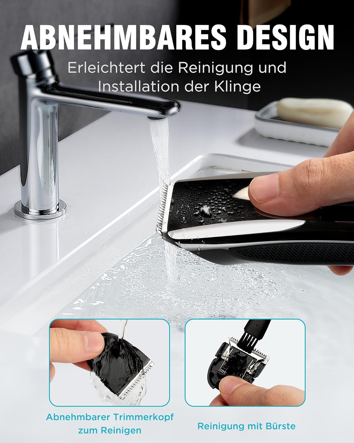 Barttrimmer Herren,Rasierer Herren Elektrisch mit Batterieanzeige, Bartschneider Trimmer Haarschneider mit ZoomRad(1-10mm),Gesichtshaartrimmer Intimrasierer Shaver,Full Body Hair Groomer für Männ,USB
