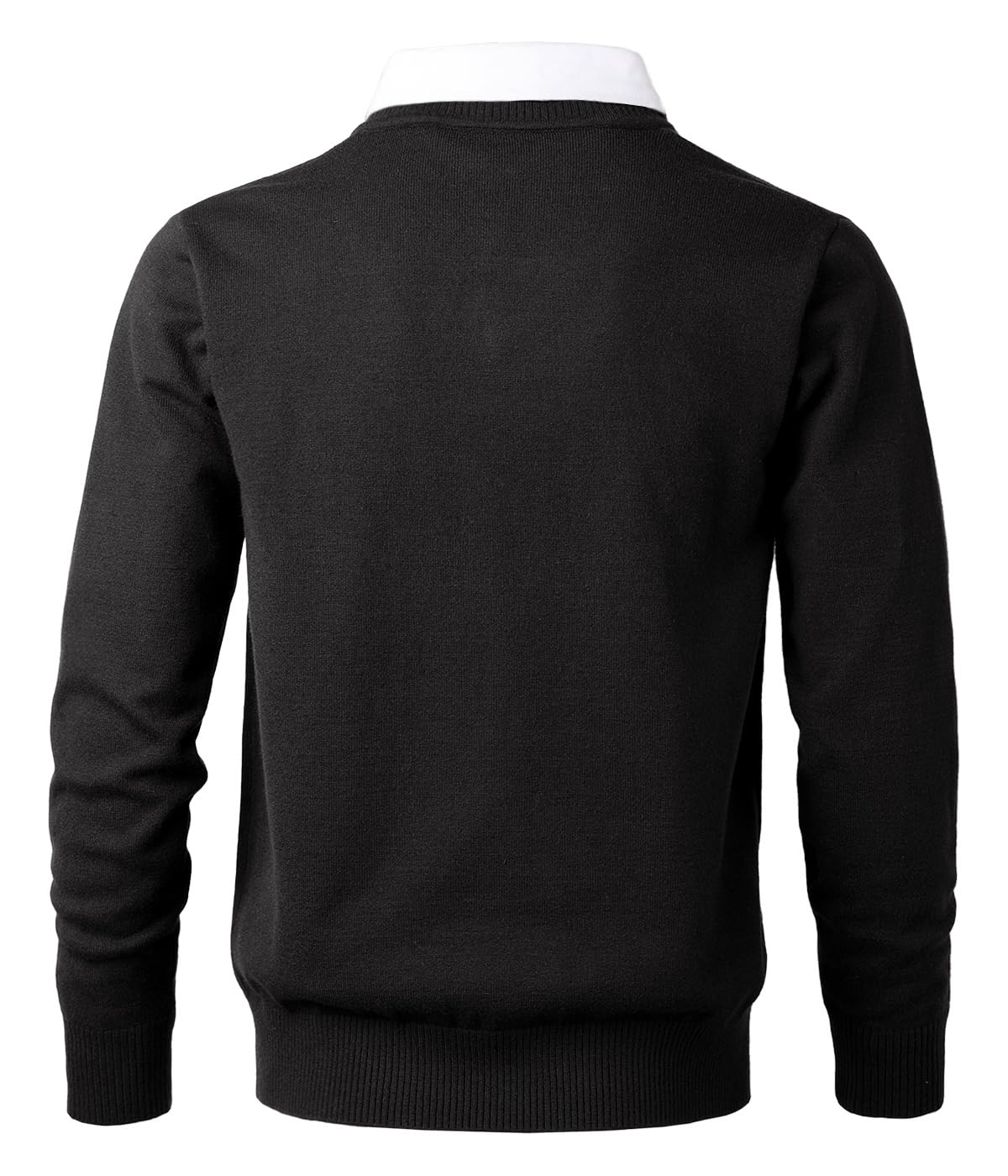 Sungerdasa Men’s 2-in-1 Mock Shirt Collar Sweater – Fine Knit Pullover