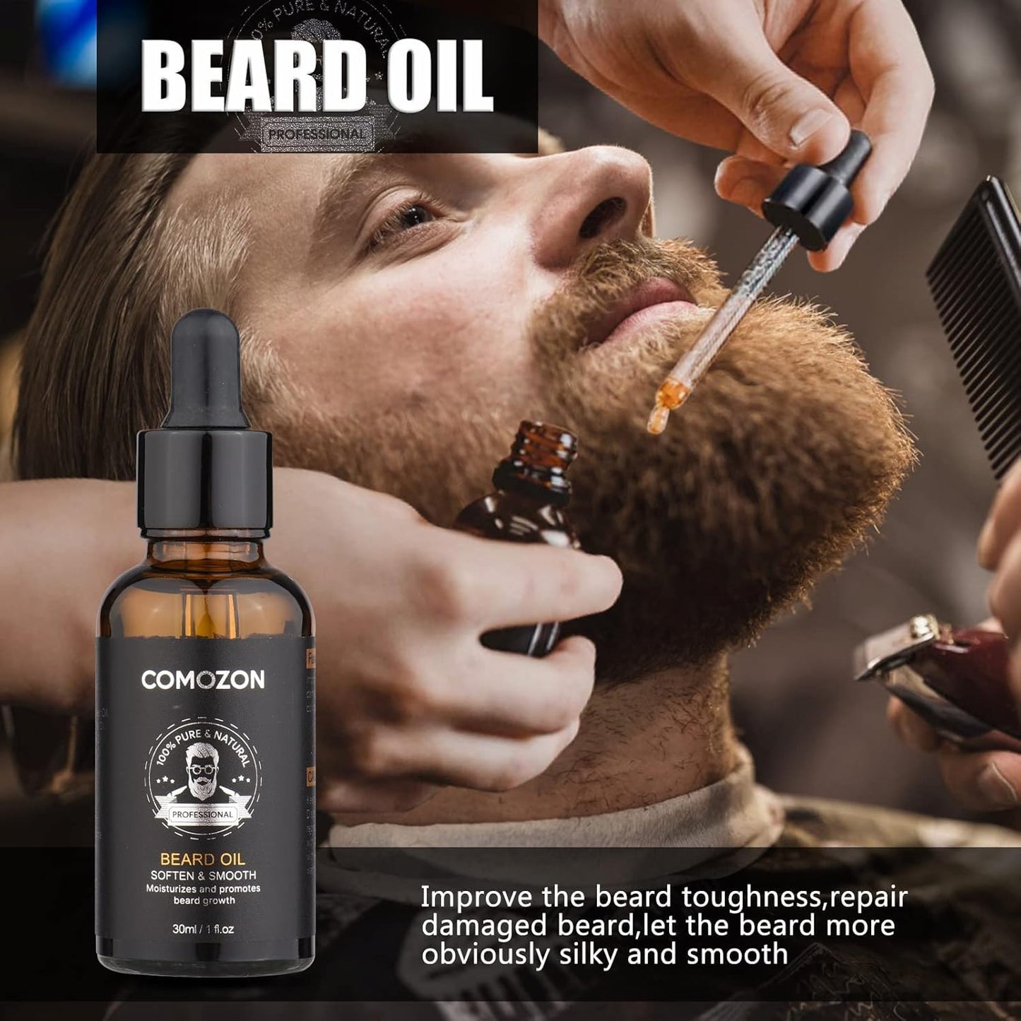 Bartroller,Bartpflege Set Mit Bart Roller Bartwuchsmittel Männer Comozon Bartroller Beard Growth Kit Mit Bartshampoo Bartöl Bartbalsam Rasiermesser Bartbürste Bartkamm Bartschere