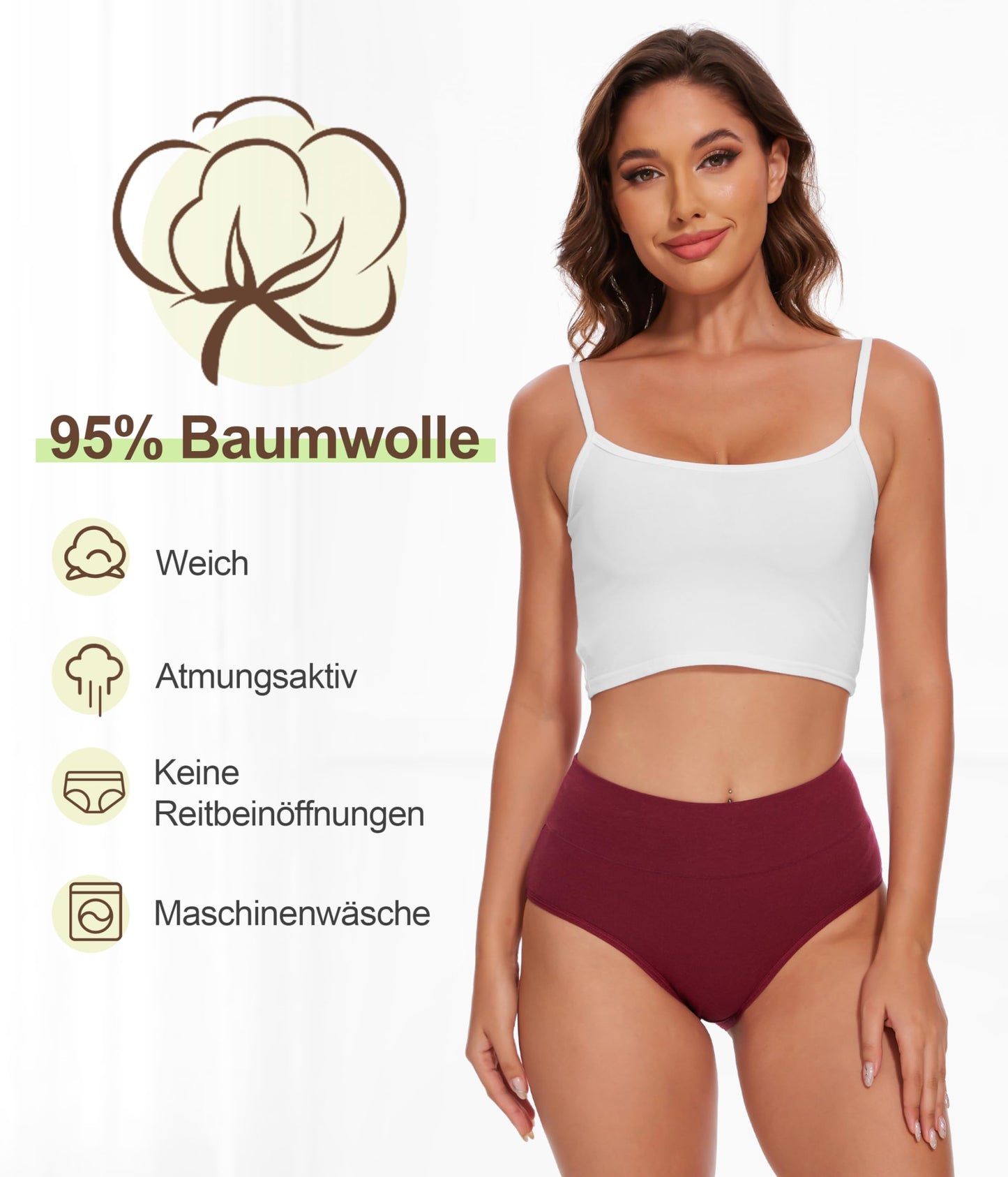 Women’s High Waist Cotton Panties 5-Pack - Sizes S-3XL