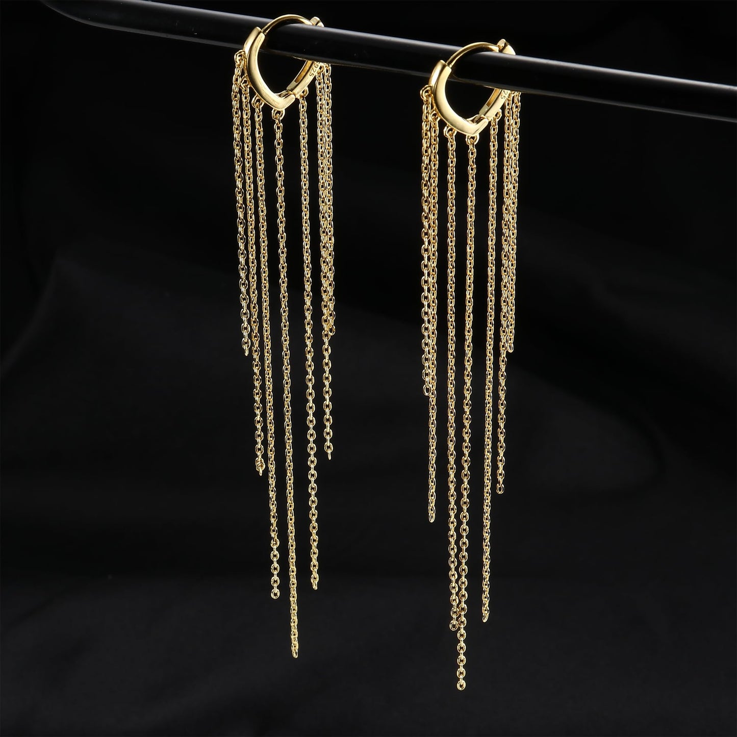 KRFY Long Tassel Hoop Earrings