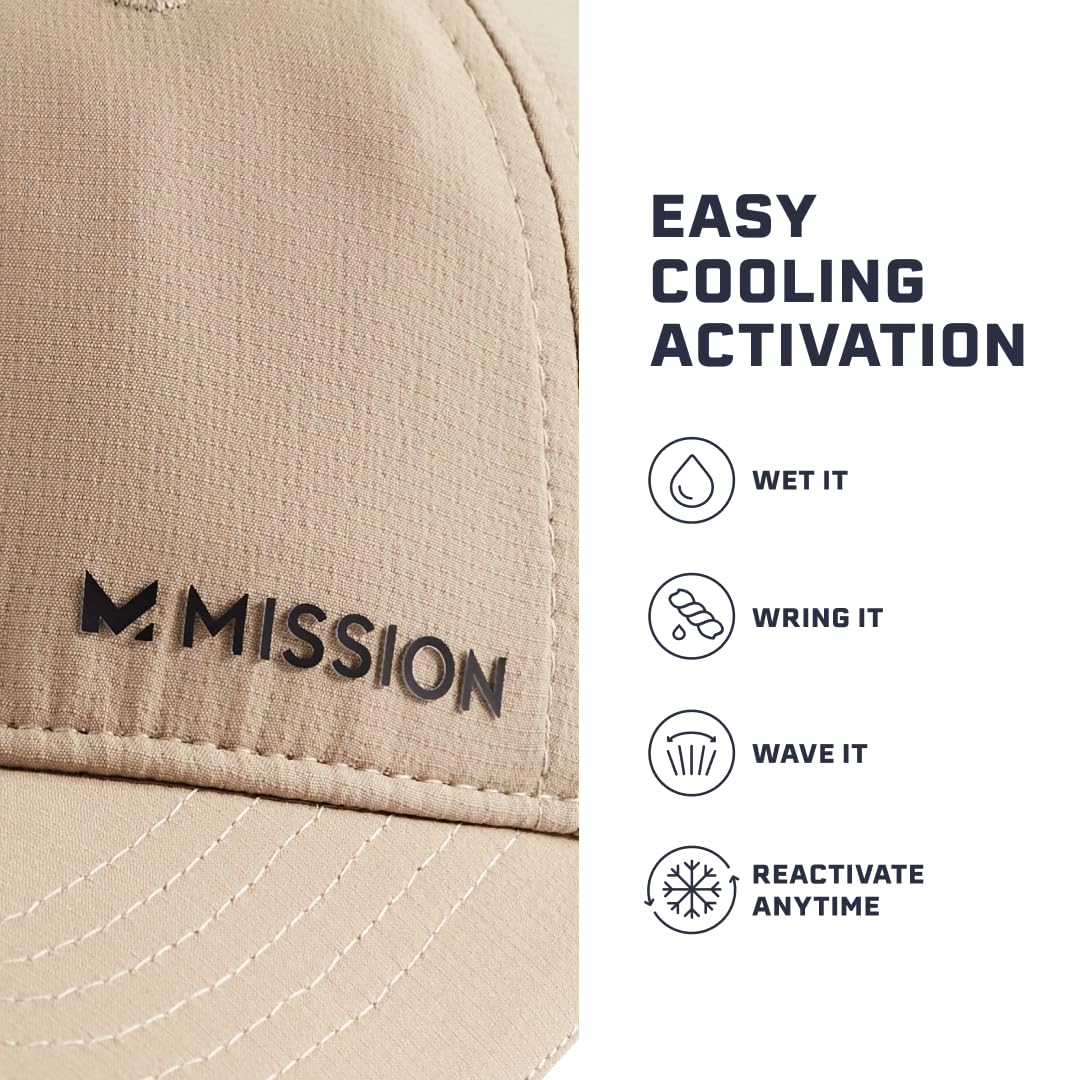 MISSION Cooling UPF Performance Hat - Unisex One Size Cap for Workouts, Golf & Running - Sweat & Water Activated Technology