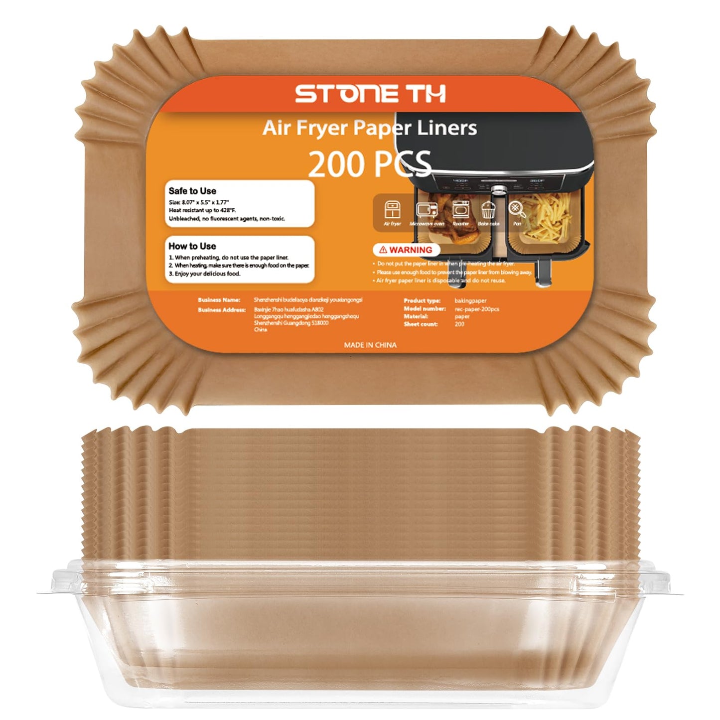 100 Stück Backpapier für Heißluftfritteuse 4,5L-8L, Stone TH 20-24cm Airfryer Backpapier Pergamentpapier Liner Kompatibel mit COSORI Philips Cecotec Midea Russell Hobbs XL XXL Airfryer