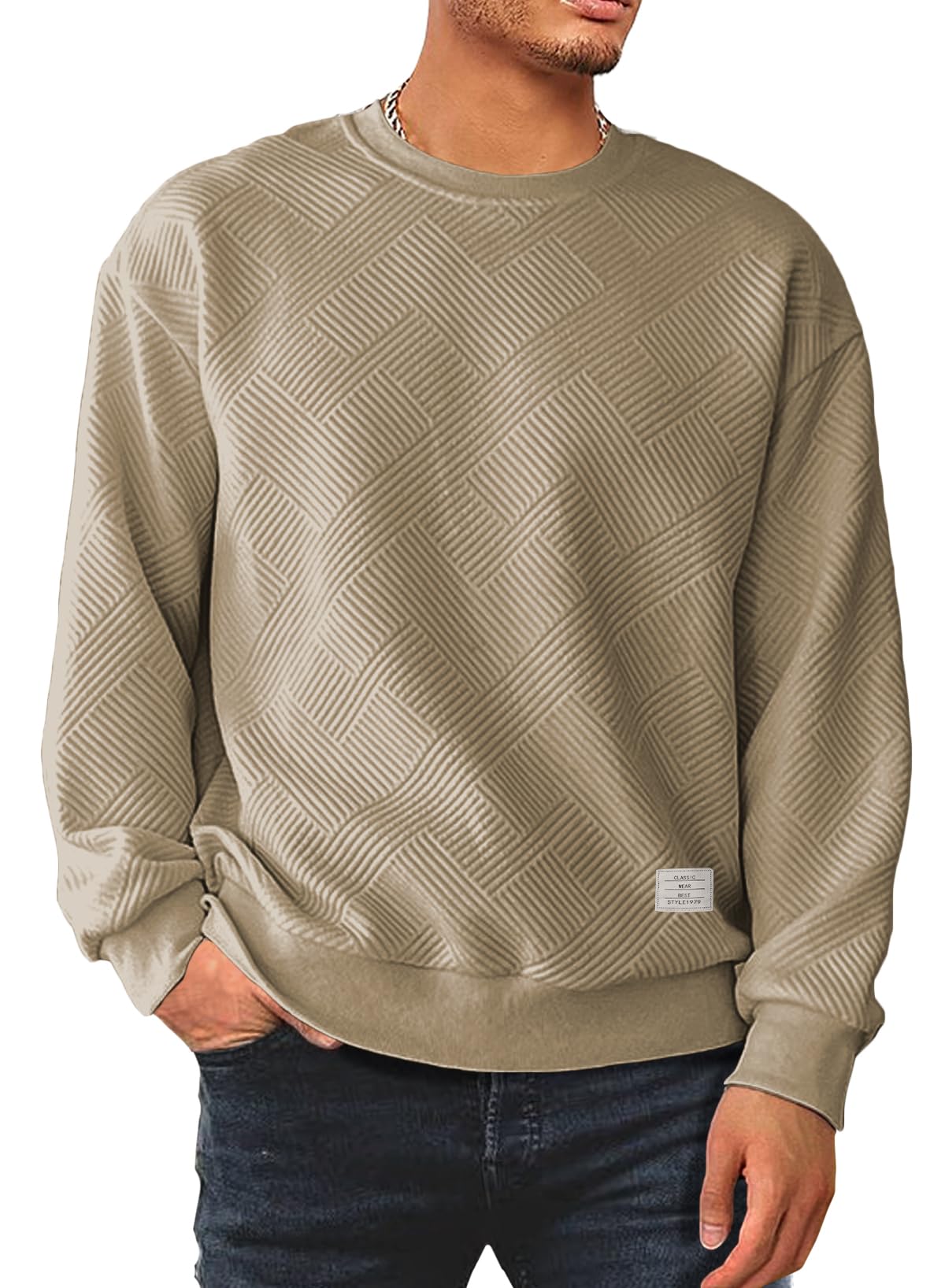 Men’s Crew Neck Colorblock Sweatshirt – Casual Raglan Pullover
