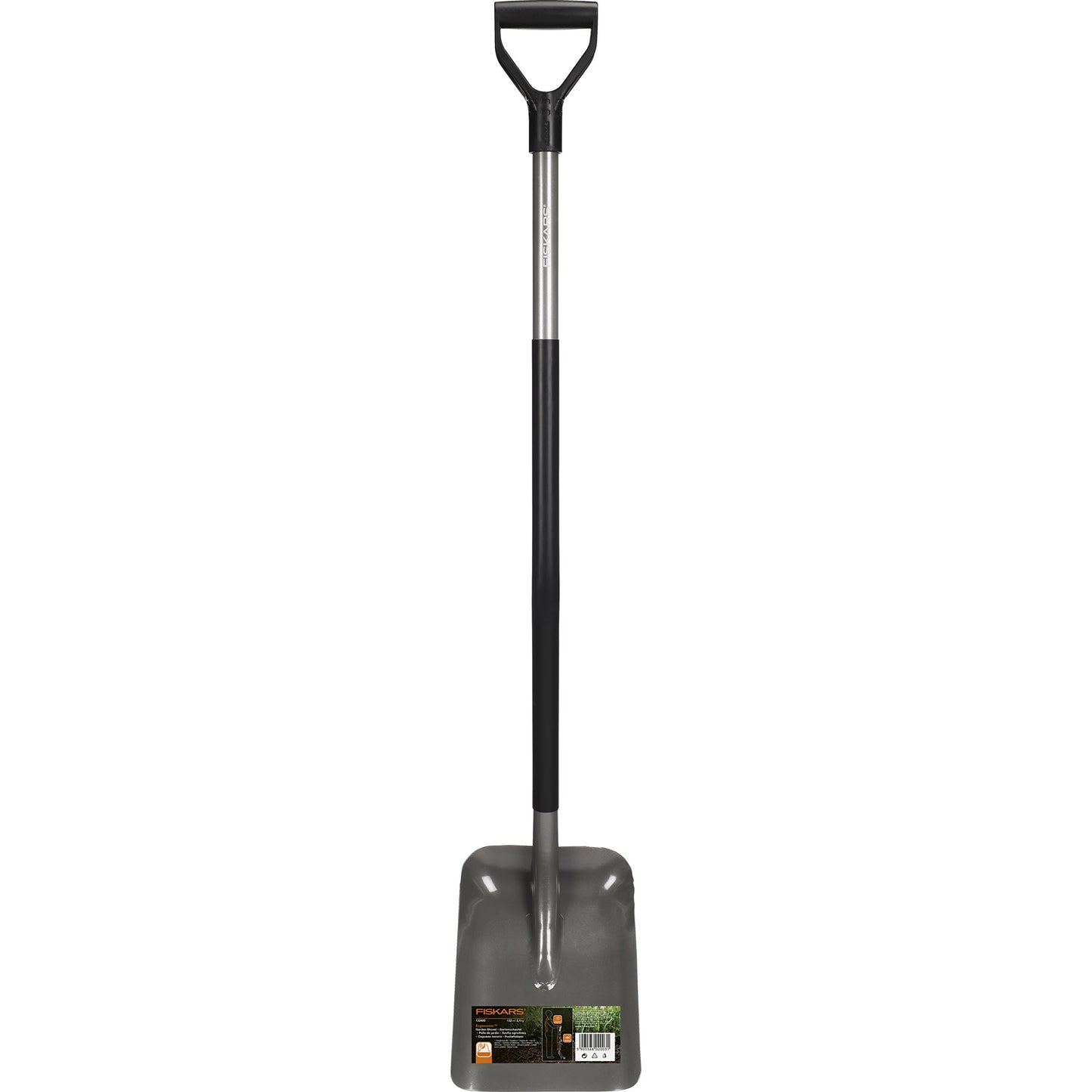 Fiskars Gärtnerspaten, Spitz, Spaten für harte, steinige Böden, Länge: 125 cm, Hochwertiger Borstahl, Grau/Schwarz, Ergonomic, 1070639