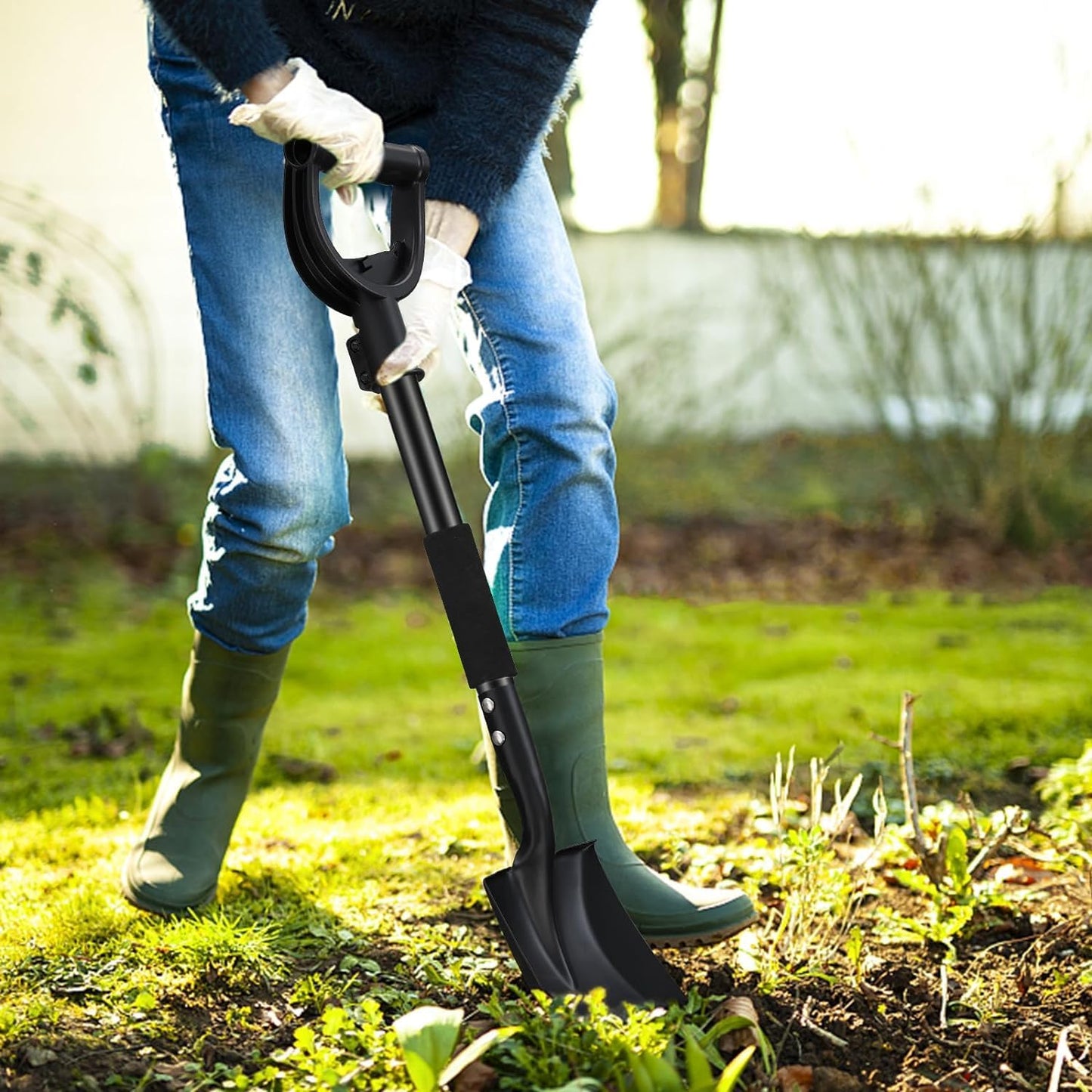 Schaufel, Gartenschaufel zum Graben, Kleine Schaufel mit komfortablem D-Griff, Kompakte Schaufeln aus Heavy Duty Metall zum Graben, Garten, Auto, Schwarz