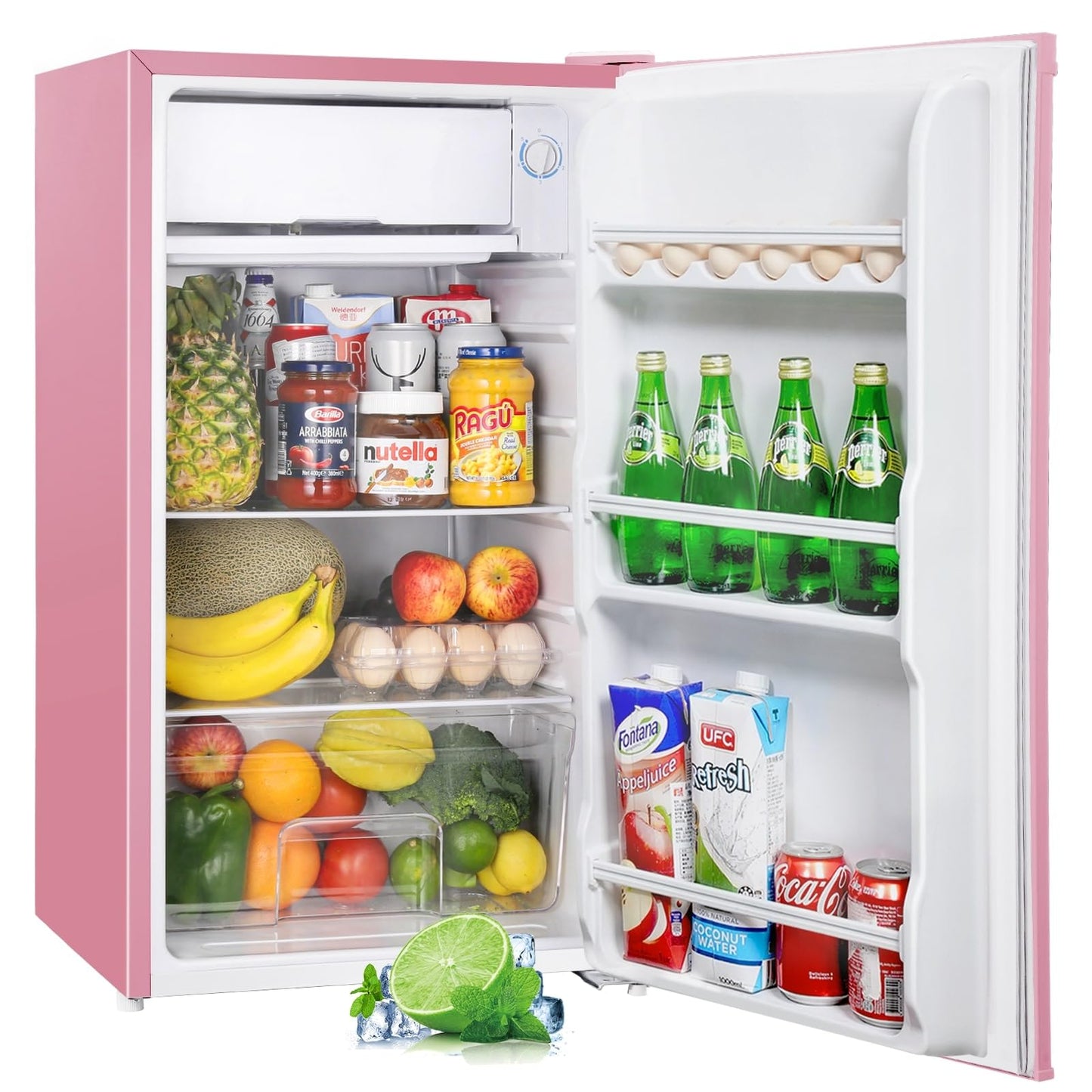 Upstreman 91L Refrigerator with Freezer, Small Refrigerator with Vegetable Compartment and Freezer, Adjustable Thermostat, Mini Fridge for Dorm, Office, Bedroom, White-BR321