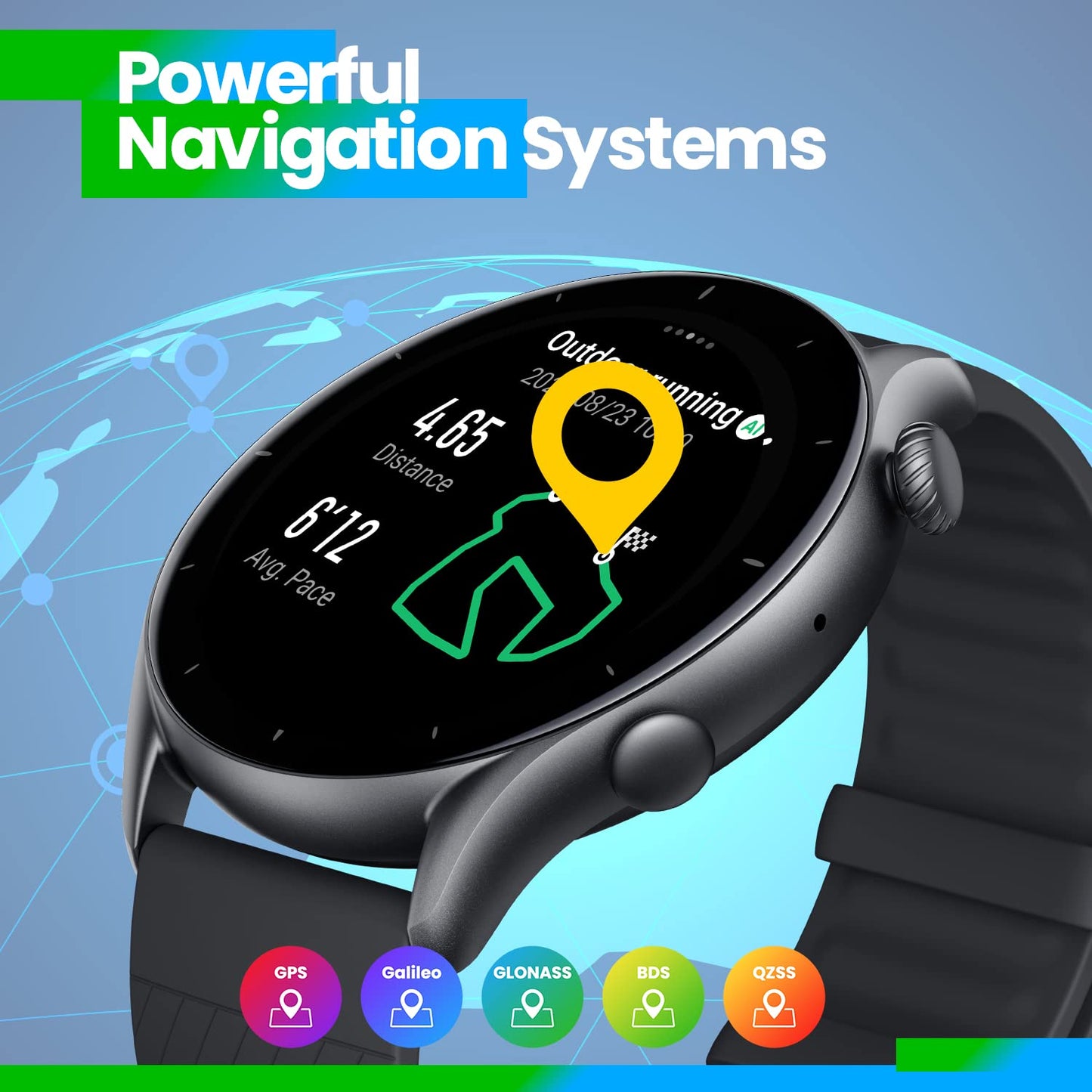 Amazfit Smartwatch GTR 3 46mm mit Gesundheitsüberwachung, SpO2, Zyklusüberwachung, GPS Sportuhr mit 150+ Sportmodi, 21 Tage Akku, Alexa für Herren Damen, Schwarz, Einheitsgröße