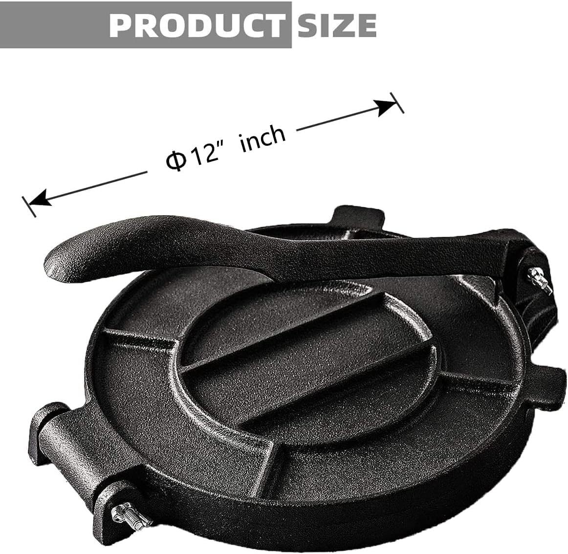 Tortilla Presse - Gusseisen Tortilla Press 25cm, Roti Maker, Pre-Seasoned Tortilla Maker, Heavy- Duty Taco Presse, Justierbare Tortilla Presse für hausgemachte Tortillas, Schwarz
