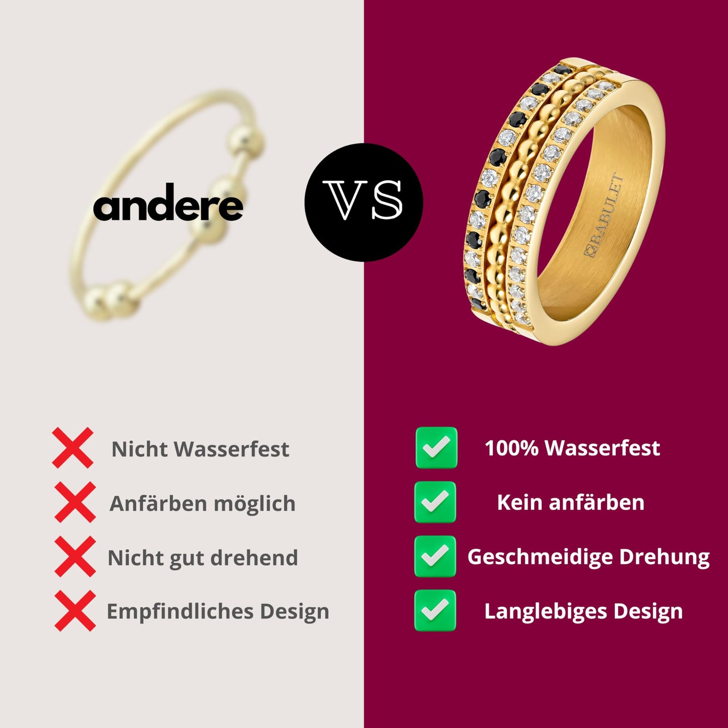 Gold Anxiety Ring for Women – Stress-Relief Spinner Ring