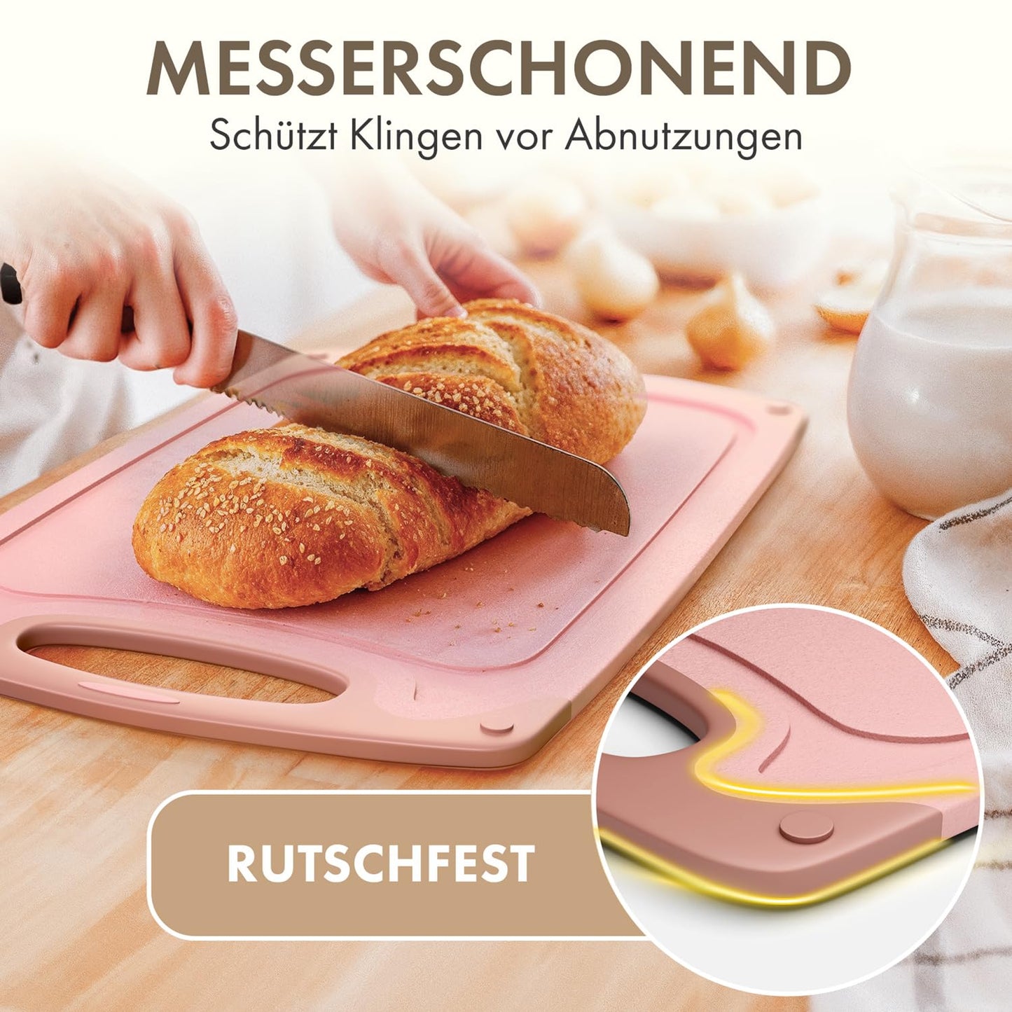 Blumtal Schneidebrett Set mit 3 Größen (S/M/L) - Schneidebrett Kunststoff groß + Saftrillen & Griff - Cutting Board - Küchenbrett BPA frei - Schneidbrett Spülmaschinenfest - Schneidebretter Grau