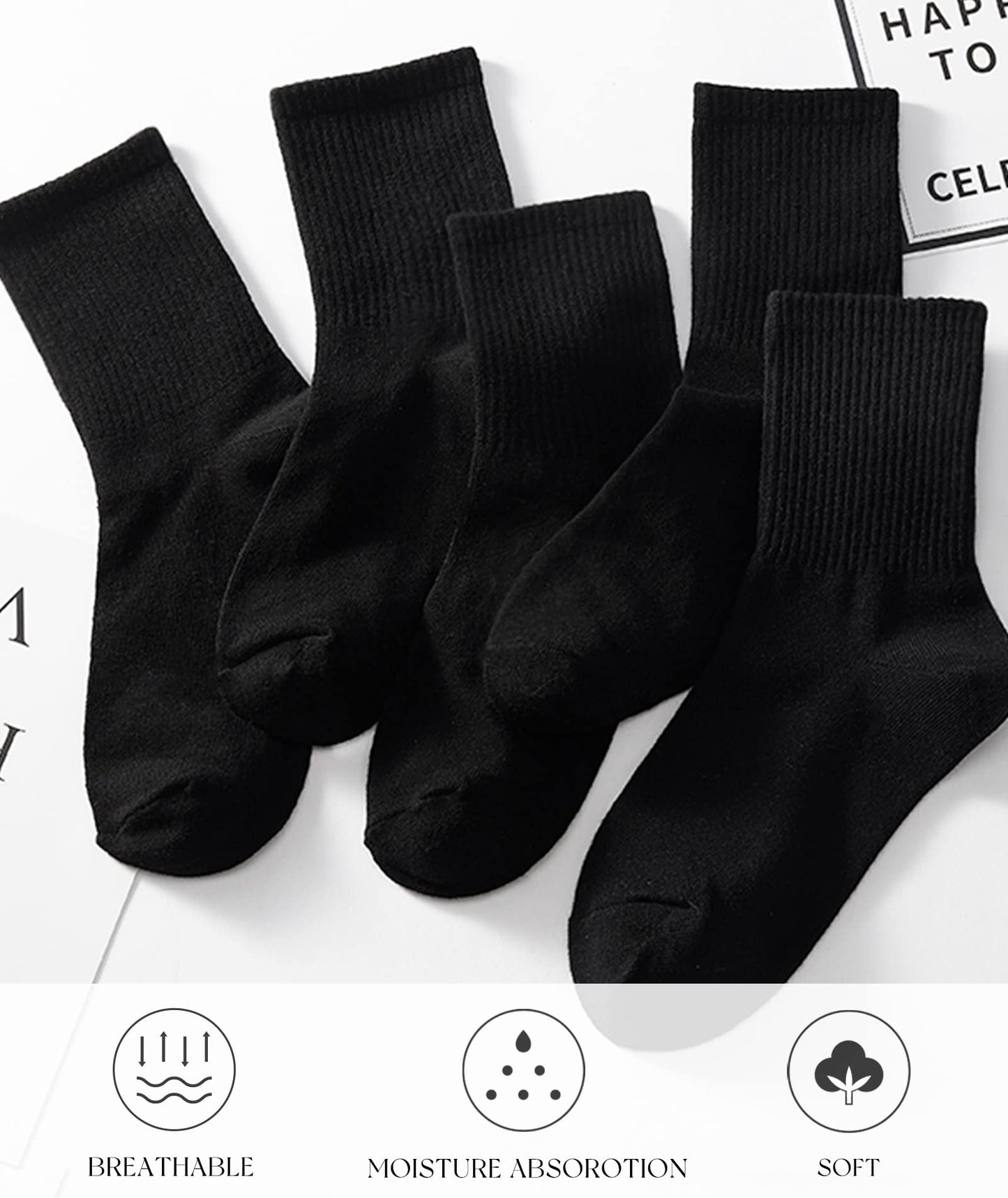 HAVE A TREE Women's Crew Socks – 3 to 6 Pack Lightweight Thin Casual Calf Socks