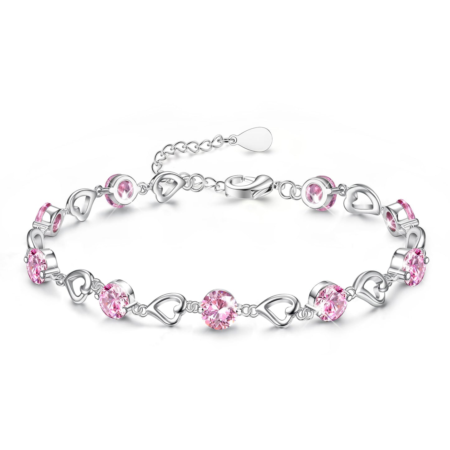 Silver Heart Bracelet for Women & Girls – Adjustable Zircon Tennis Chain