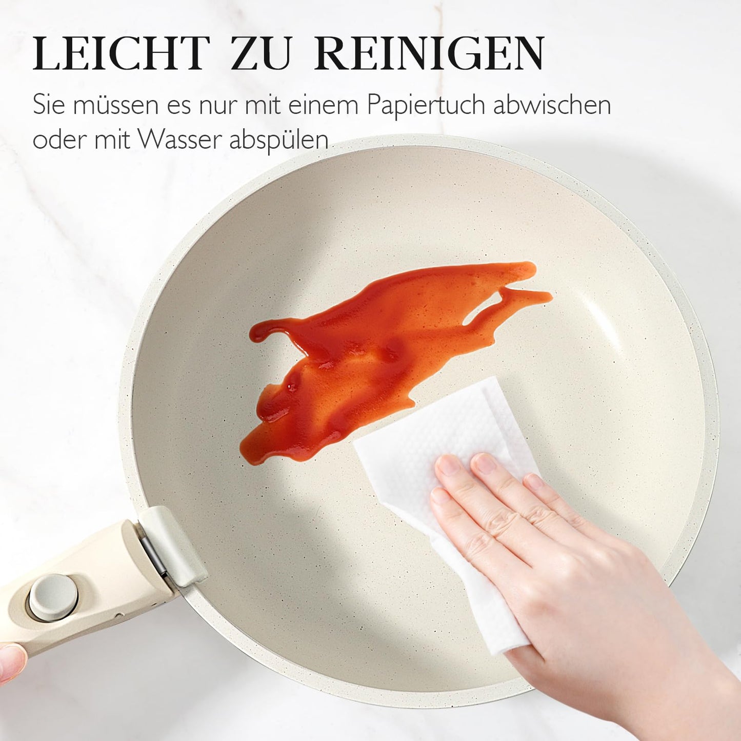 GiPP Topfset mit Abnehmbarer Griff, 11-Teilig Topf und Pfannenset mit Antihaft Beschichtet, Topfset Induktion Kochtopf Set, Backofenfest, für Alle Herdarten, PTFE/PFOA-frei, Weiß