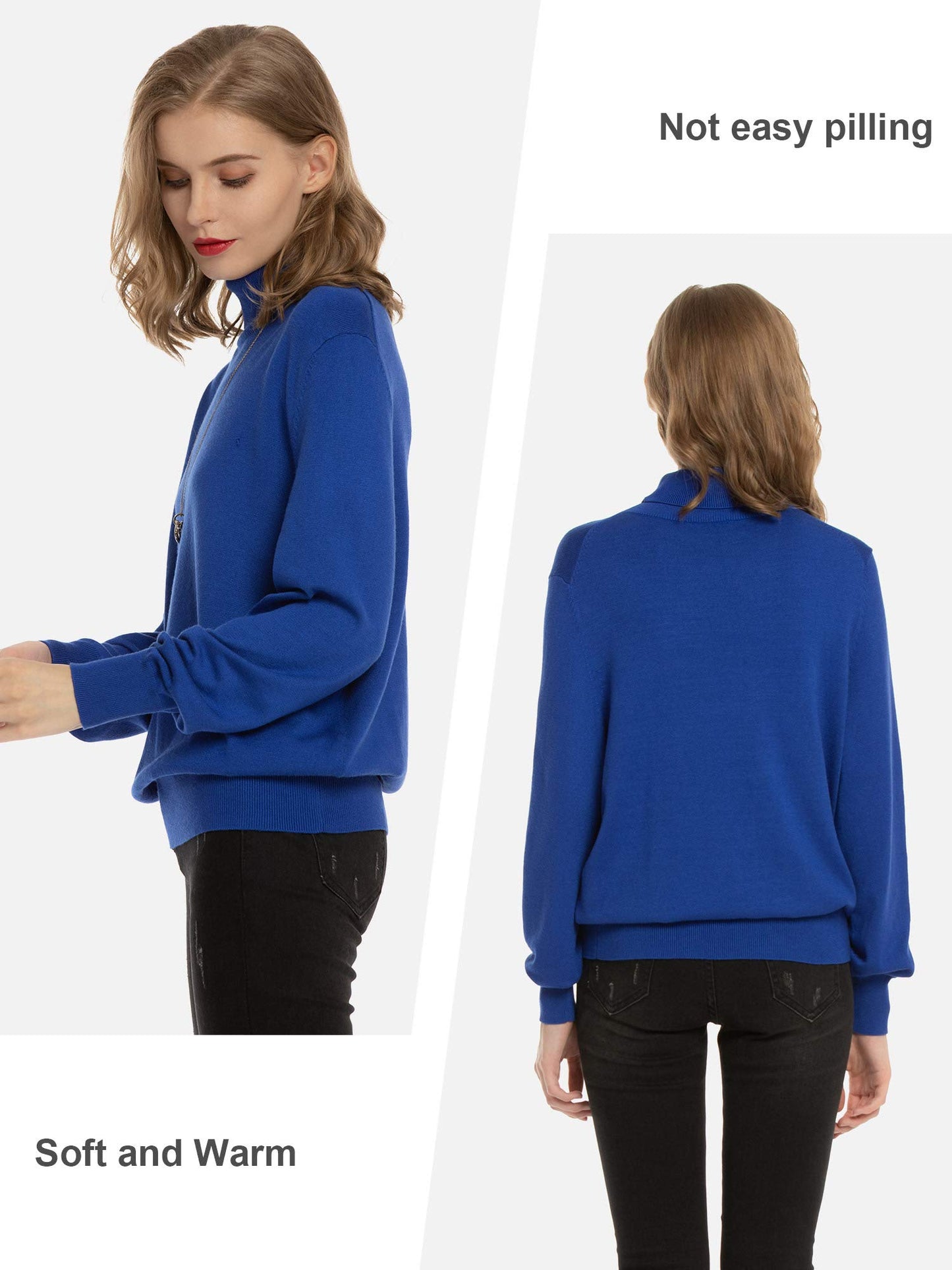 Women's Turtleneck Sweater – Soft Stretch Lightweight Ribbed Knit Pullover