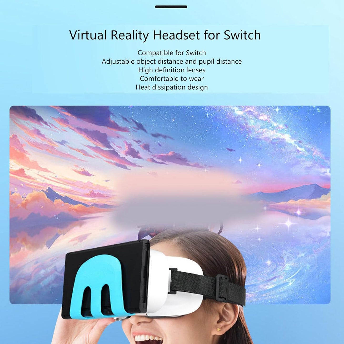 Bewinner Switch VR Headset, 3D Glasses Headset Helmets, Universal VR Set, Glasses Goggle Bundle with Adjustable HD Lenses for Switch Switch OLED