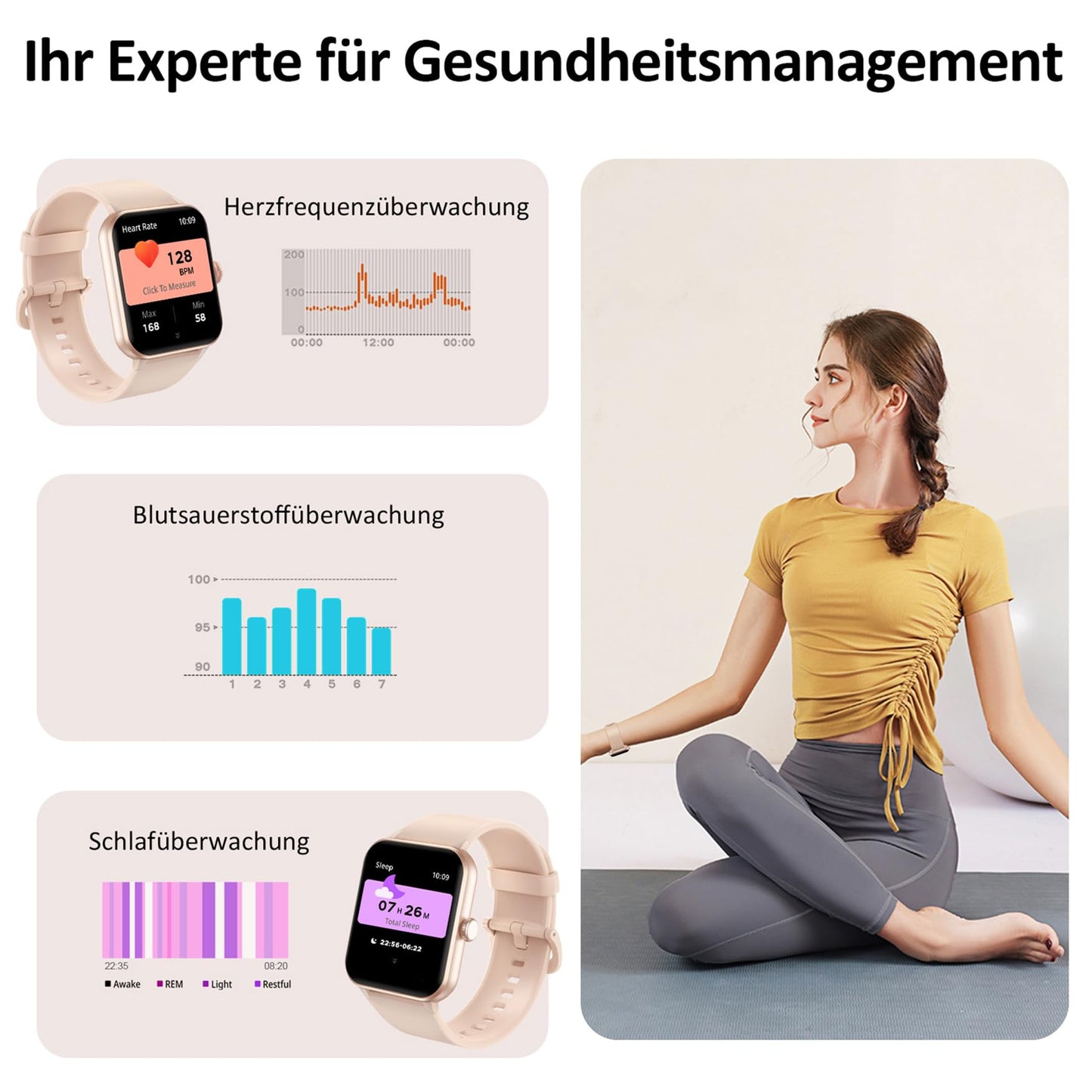 Blackview Smartwatch Herren Damen mit Telefonfunktion(Anrufe tätigen/empfangen)/Message Reminder, Sportuhr mit 100+Sportmodi, Fitnessuhr,Puls-Schlaf-Monitor, Schrittzähler, Smart Watch für Android iOS