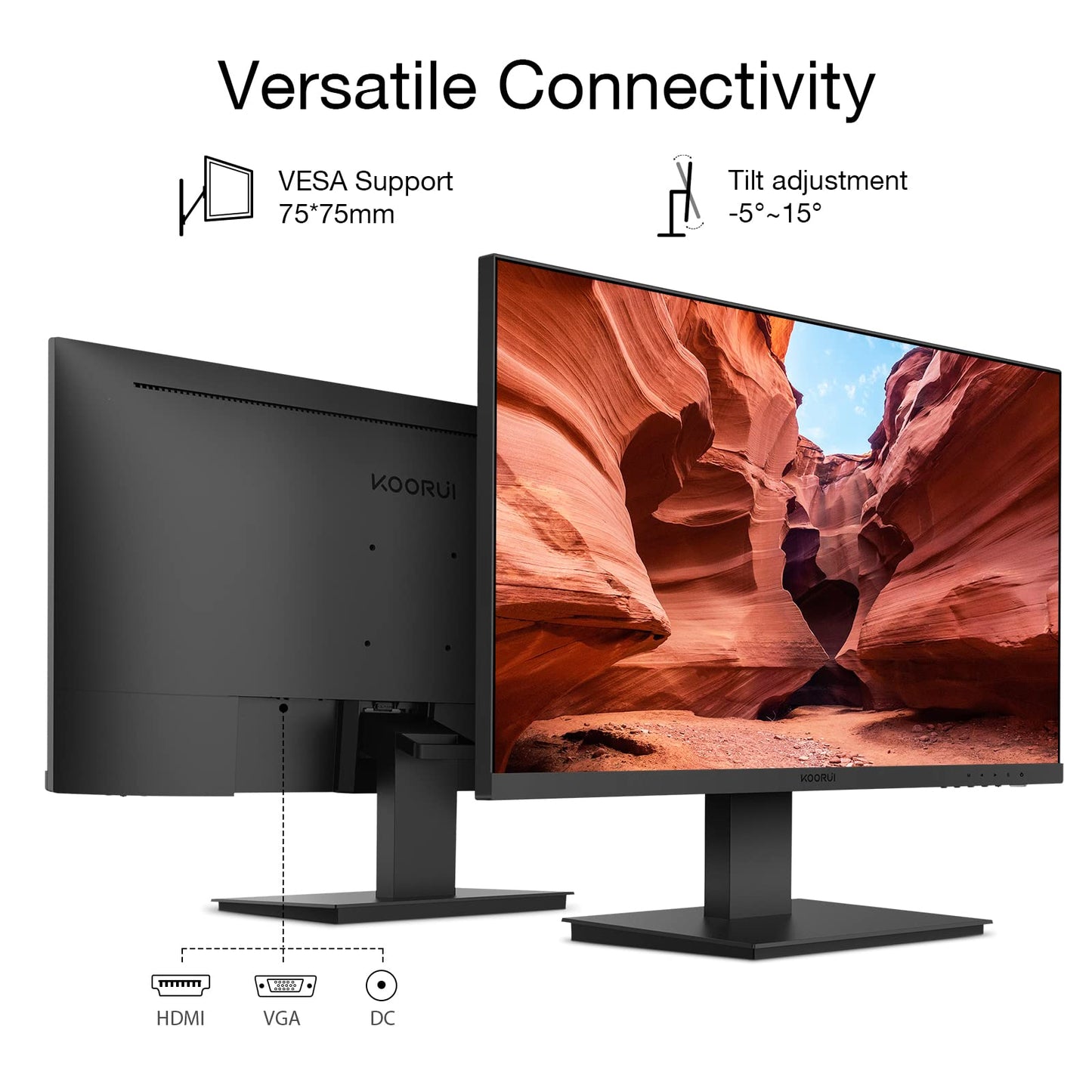KOORUI Gaming Monitor 27 Zoll, 170Hz, IPS, 2K QHD(2560 x 1440p), HDR 400, 1ms, Adaptive Sync, DisplayPort, HDMI, 100% sRGB, Höhenverstellbar, Augenpflege, VESA 75x75