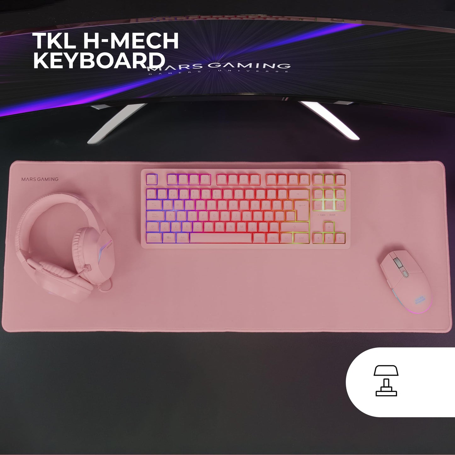 MARSGAMING MCP-RGB3, Pack Gaming Keyboard Fixed RGB + Gaming Mouse RGB Flow 3200 DPI + Headset Over-Ear RGB + XXL Mouse Pad, White, Portuguese Language
