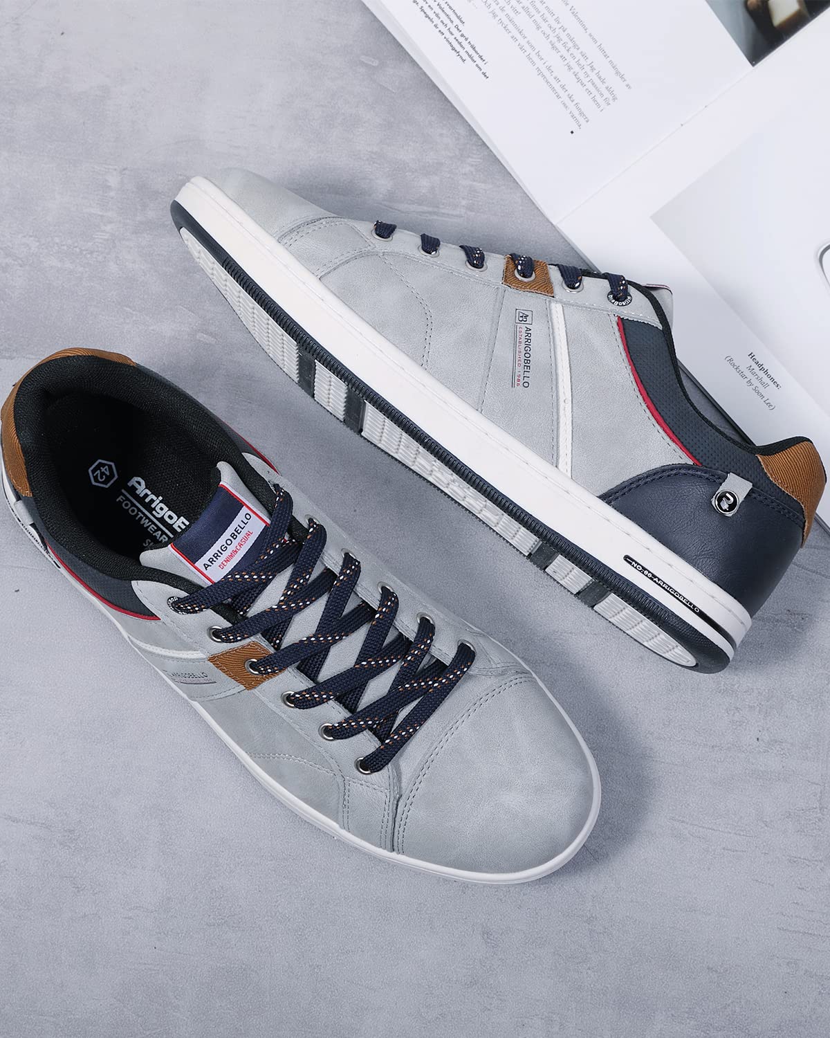 Men’s Casual Leather Sneakers – Lightweight Outdoor Trainers for Walking & Hiking