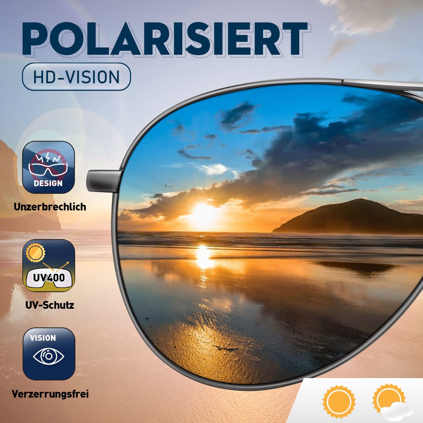 wearPro Sonnenbrille-Herren-Damen-Polarisiert Premium Metallrahmen Sonnenbrillen Unisex mit UV400 Schutz Vintage Schwarz Fahrerbrille