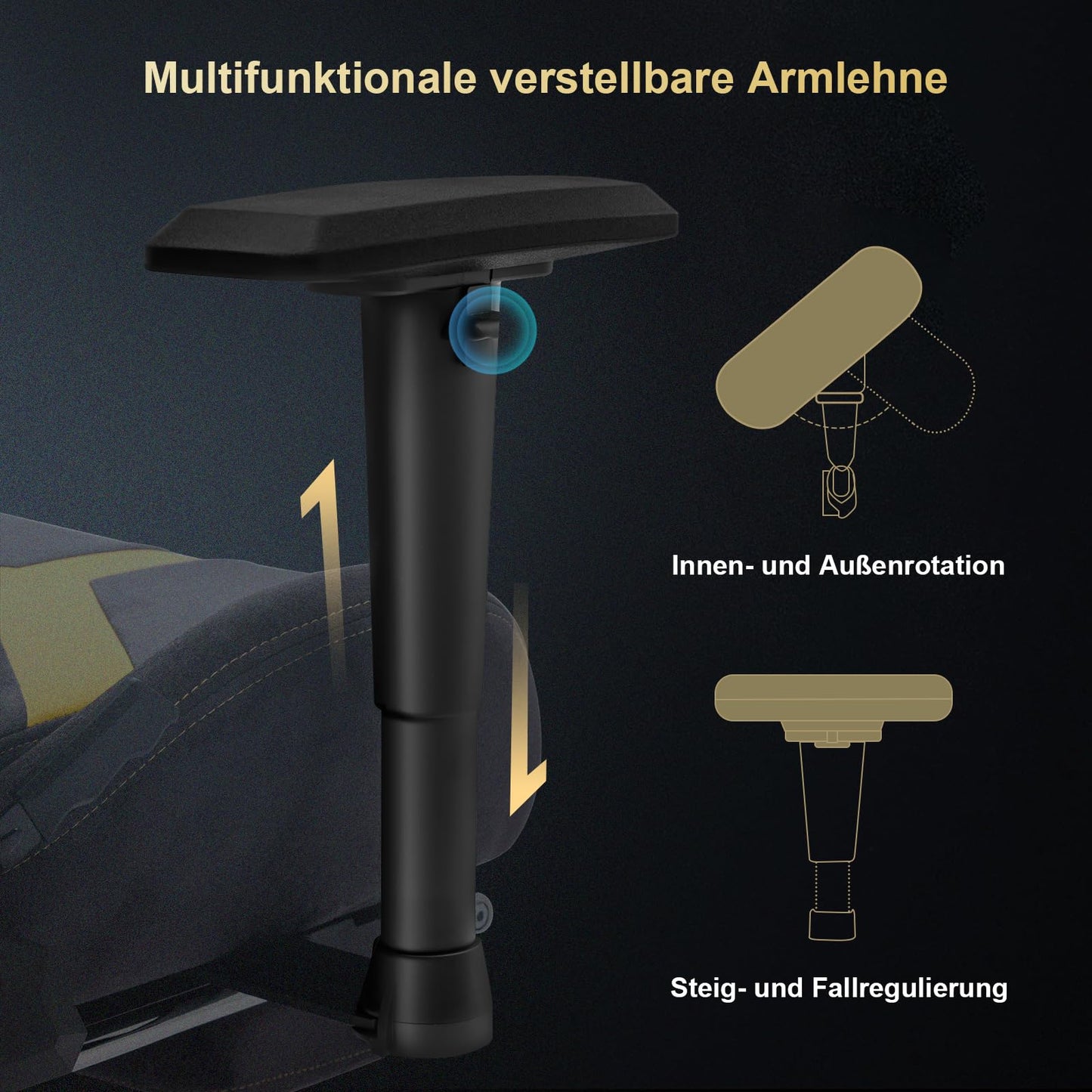 STARUZI Gaming Stuhl aus Wildlederimitat Stoff, Ergonomischer PC Stuhl, Gamer Stuhl mit Fußstütze, Atmungsaktiver Game Drehsessel mit Verstellbare Armlehne, Grau-Grün