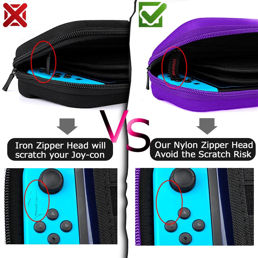 daydayup Tasche Kompatibel mit Nintendo Switch und New Switch OLED, Harte Tragetasche Hülle Case für die Nintendo Switch, Schutzhülle mit Aufbewahrung für 20 Spiele, Konsole & Zubehör - Schwarz