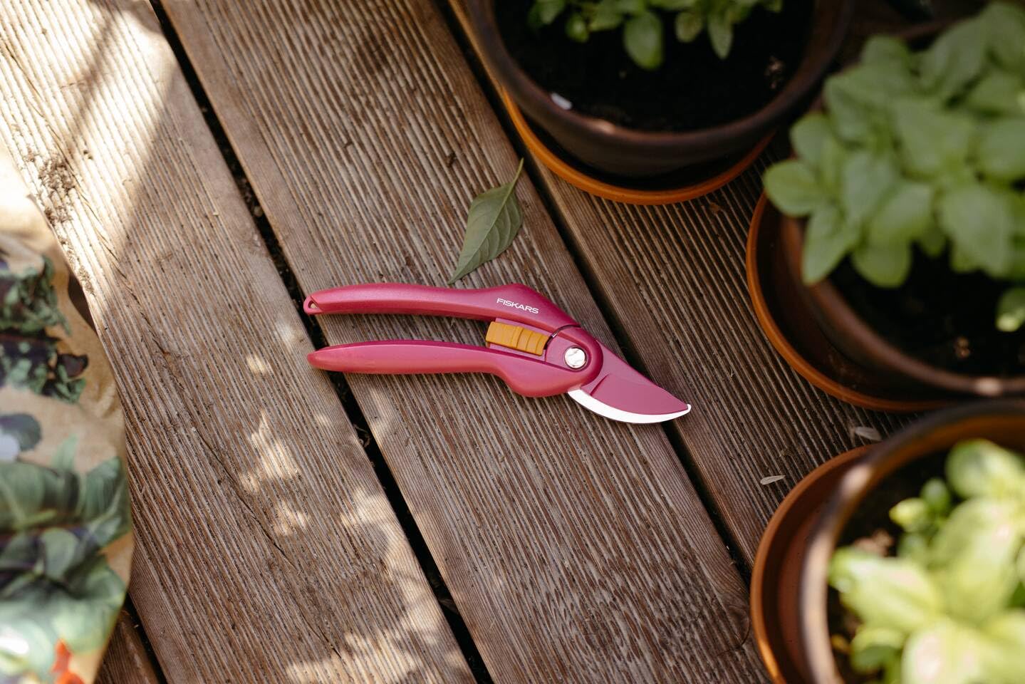 Fiskars Bypass-Gartenschere für frische Äste und Zweige, Antihaftbeschichtet, Hochwertige Stahl-Klingen, Länge: 20 cm, Schwarz/Orange, SingleStep