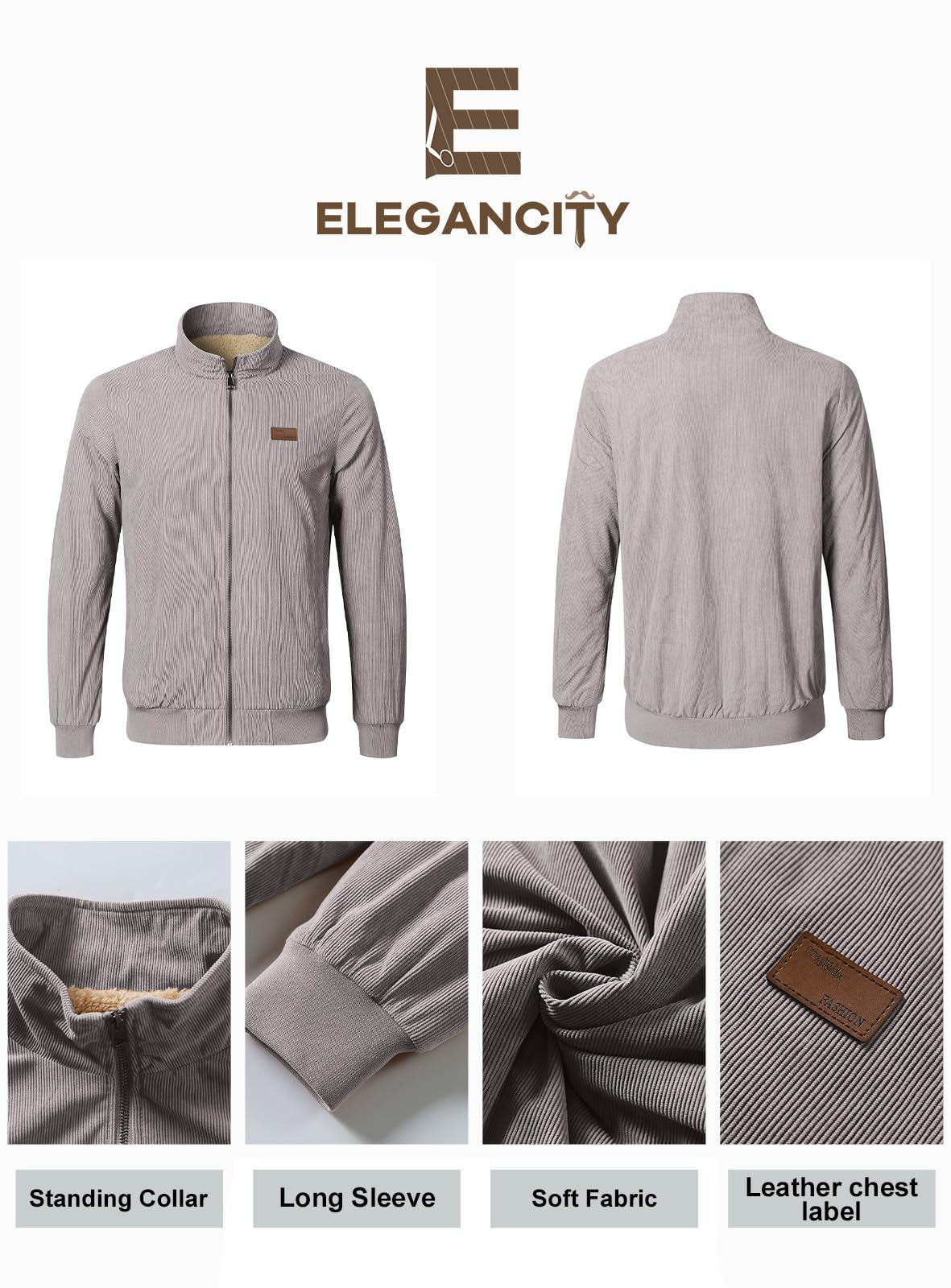 Men’s Corduroy Jacket – Fleece-Lined Winter Coat