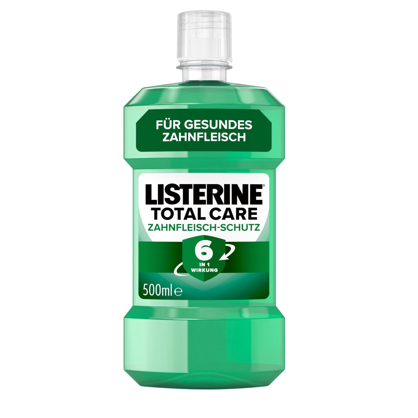 LISTERINE Total Care Zahnfleisch-Schutz (6 x 500 ml), antibakterielle Mundspülung mit Fluorid für gesundes Zahnfleisch, Zahnpflege Mundwasser reduziert Zahnbelag mit 6 in 1 Wirkung
