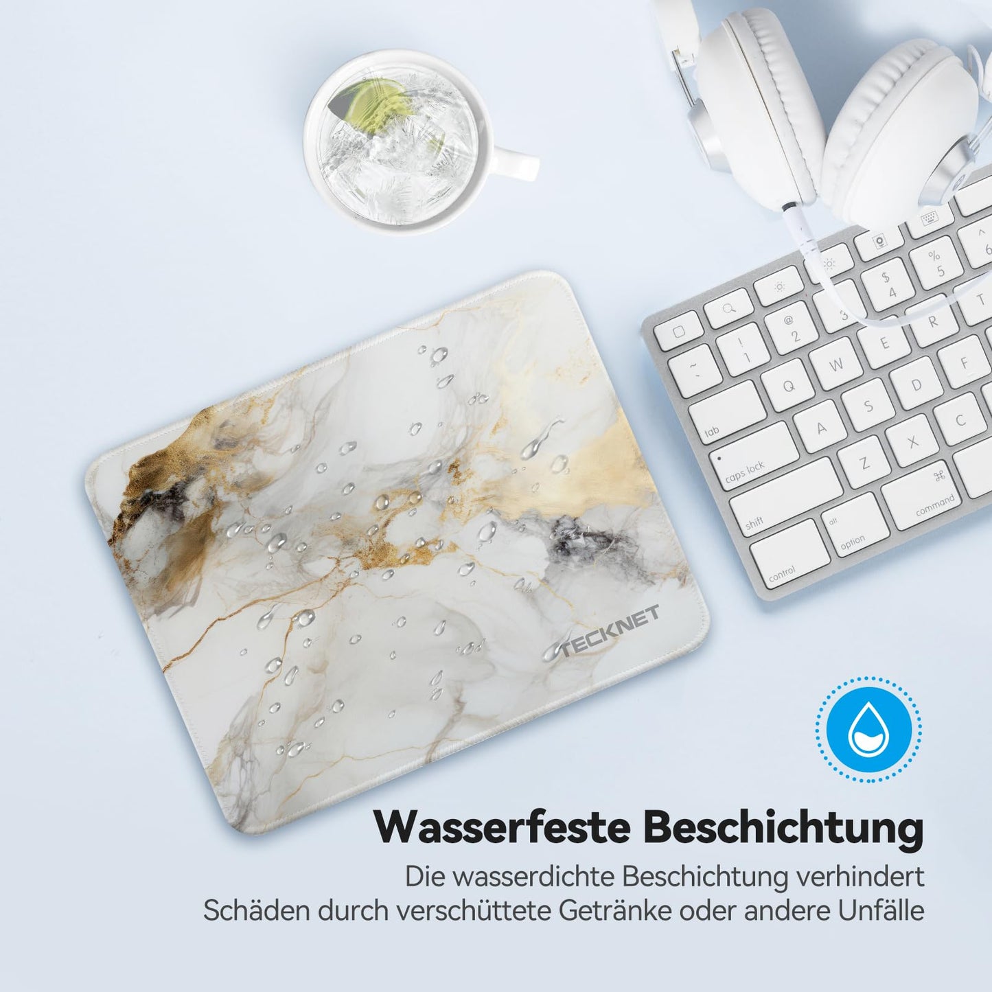 TECKNET Mauspad, 280 x 210 mm Gaming Mousepad mit Wasserdicht und Rutschfester Gummi für PC-Büro, Arbeit, Gaming, Studium, Laptop, Computer, Zuhause-Schwarz