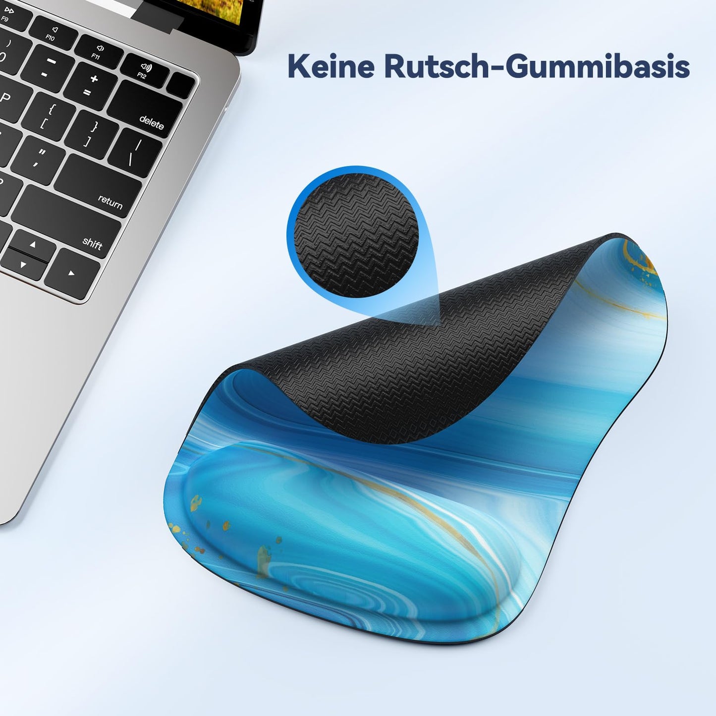 TECKNET Mauspad mit Gelkissen, Memory Foam Mousepad Ergonomisches Wasserdicht Komfort Mausmatte mit Handgelenkpolster Handauflage für Alle Maus Offfice Heim Computer Laptop