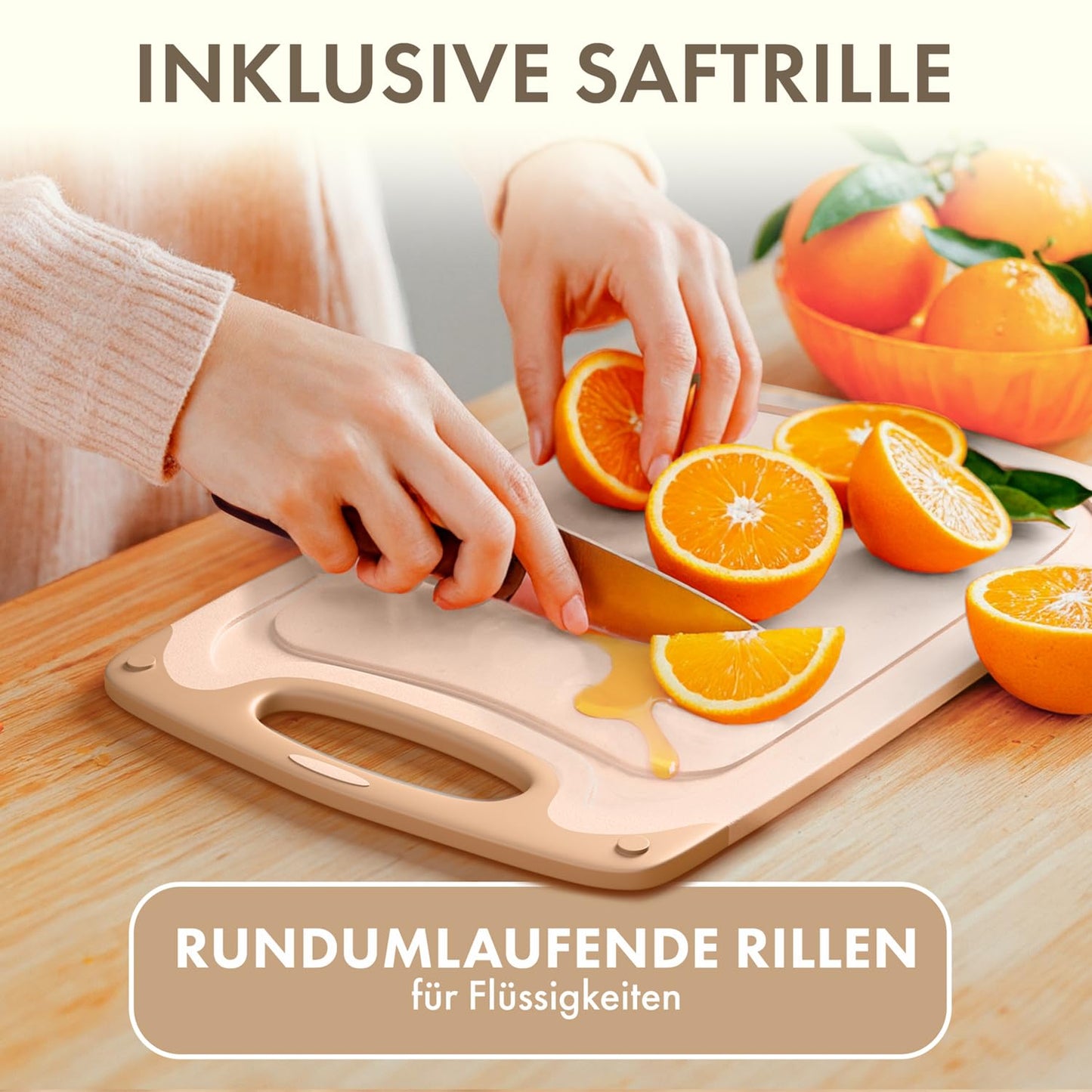 Blumtal Schneidebrett Set mit 3 Größen (S/M/L) - Schneidebrett Kunststoff groß + Saftrillen & Griff - Cutting Board - Küchenbrett BPA frei - Schneidbrett Spülmaschinenfest - Schneidebretter Grau