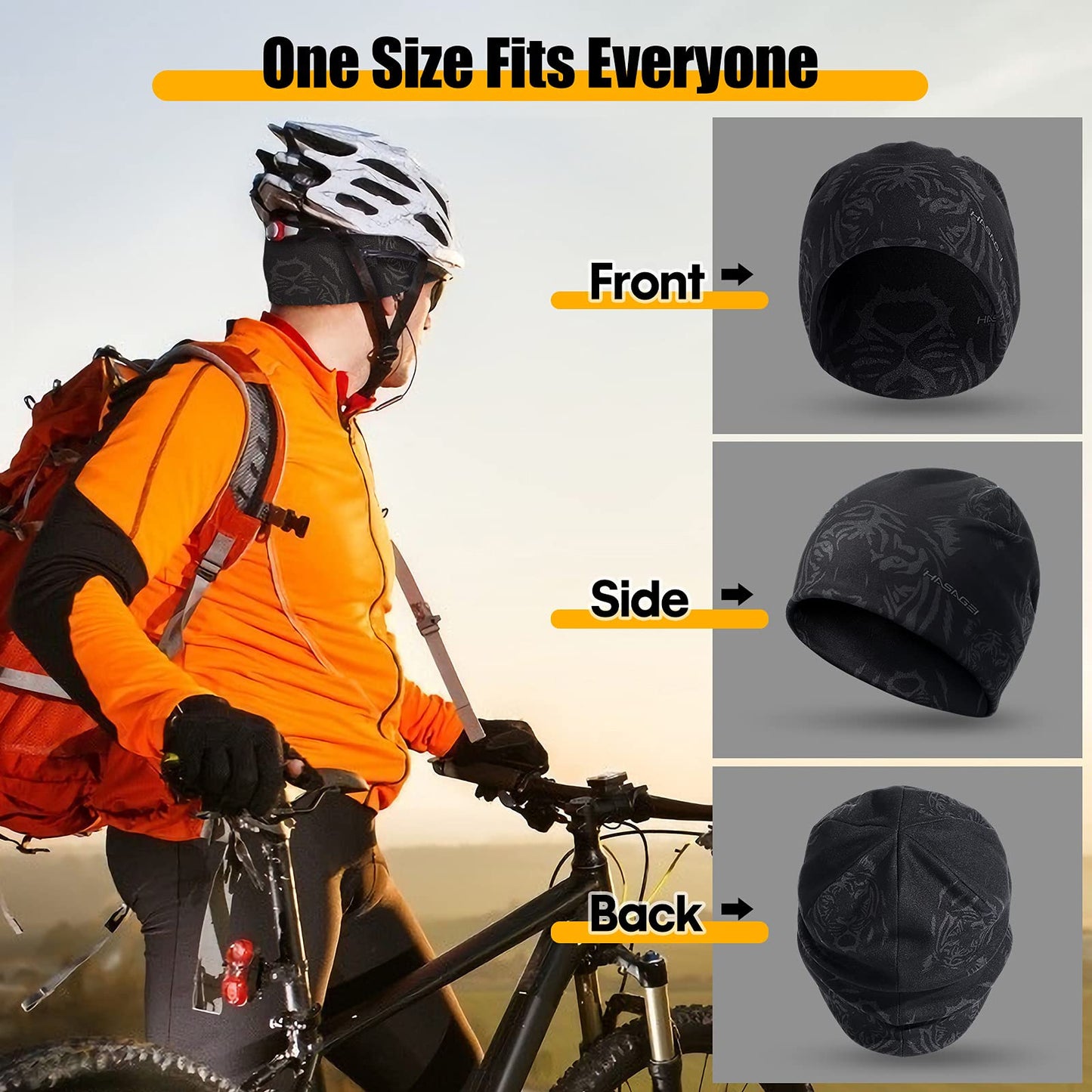 HASAGEI Laufmütze Herren Damen Fahrradmütze unter Helm Mütze Beanie Kalten Jahreszeit Warm Sportmütze Antistatisch Bedruckter Hut für Freizeitaktivitäten Joggen Reisen Ski Bergsteigen Radfahren
