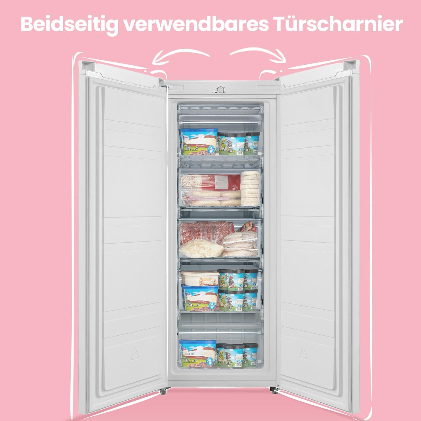 COMFEE' RCU60WH2(E) 60L Gefrierschrank senkrecht, 3 Fächer, Eintür, einstellbare Temperatur, umkehrbare Tür, leise, Freistehend, Weiß