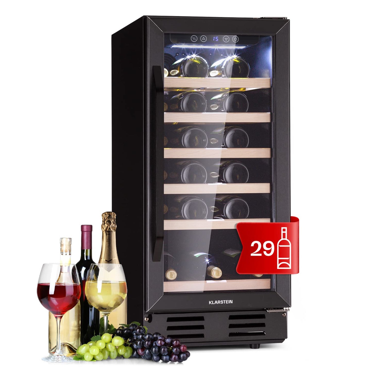 Klarstein built-in wine refrigerator, 2 zone drinks refrigerator small, small wine cabinet 306L, small wine refrigerator with glass door, indoor/outdoor bottle refrigerator, wine fridge 116 bottles