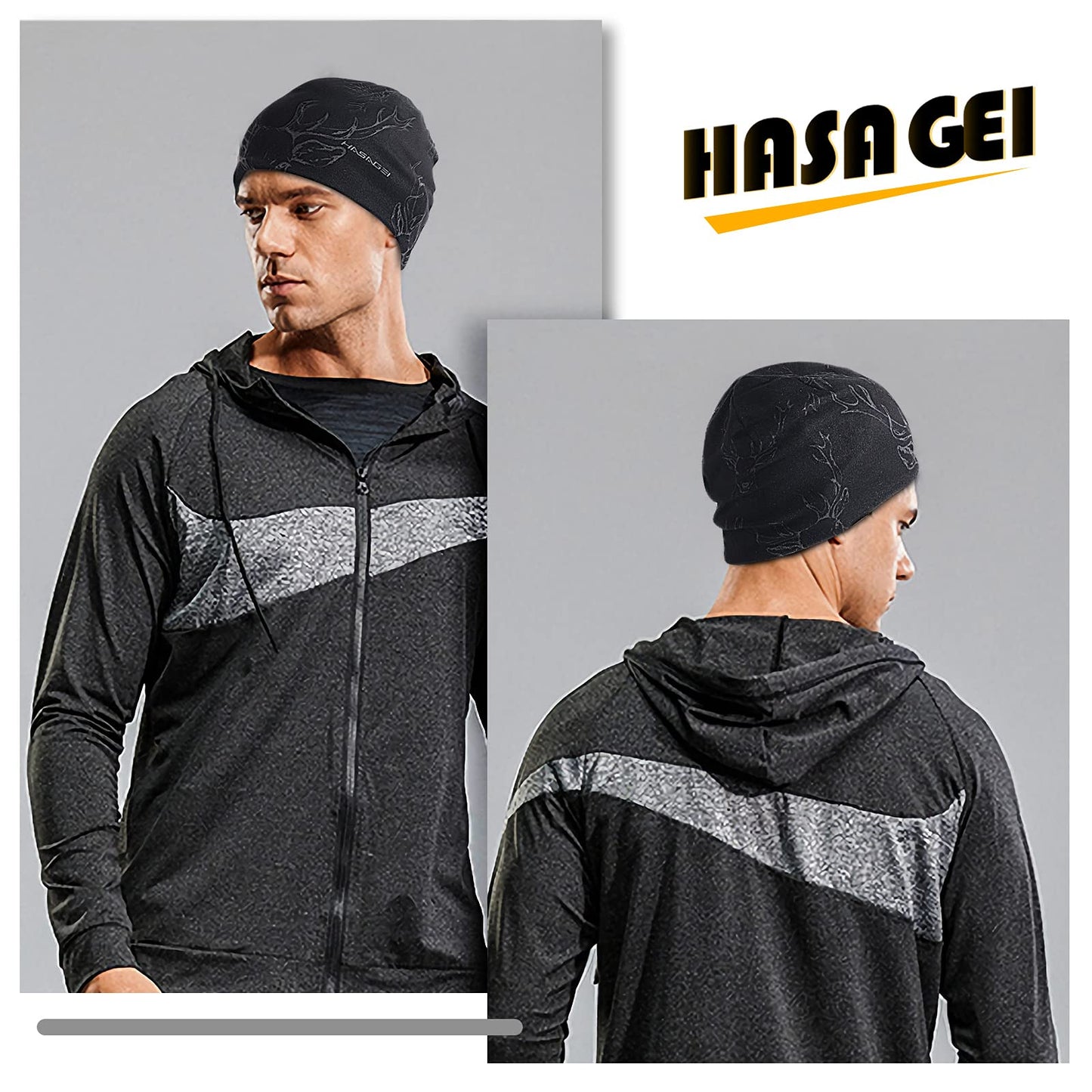 HASAGEI Laufmütze Herren Damen Fahrradmütze unter Helm Mütze Beanie Kalten Jahreszeit Warm Sportmütze Antistatisch Bedruckter Hut für Freizeitaktivitäten Joggen Reisen Ski Bergsteigen Radfahren