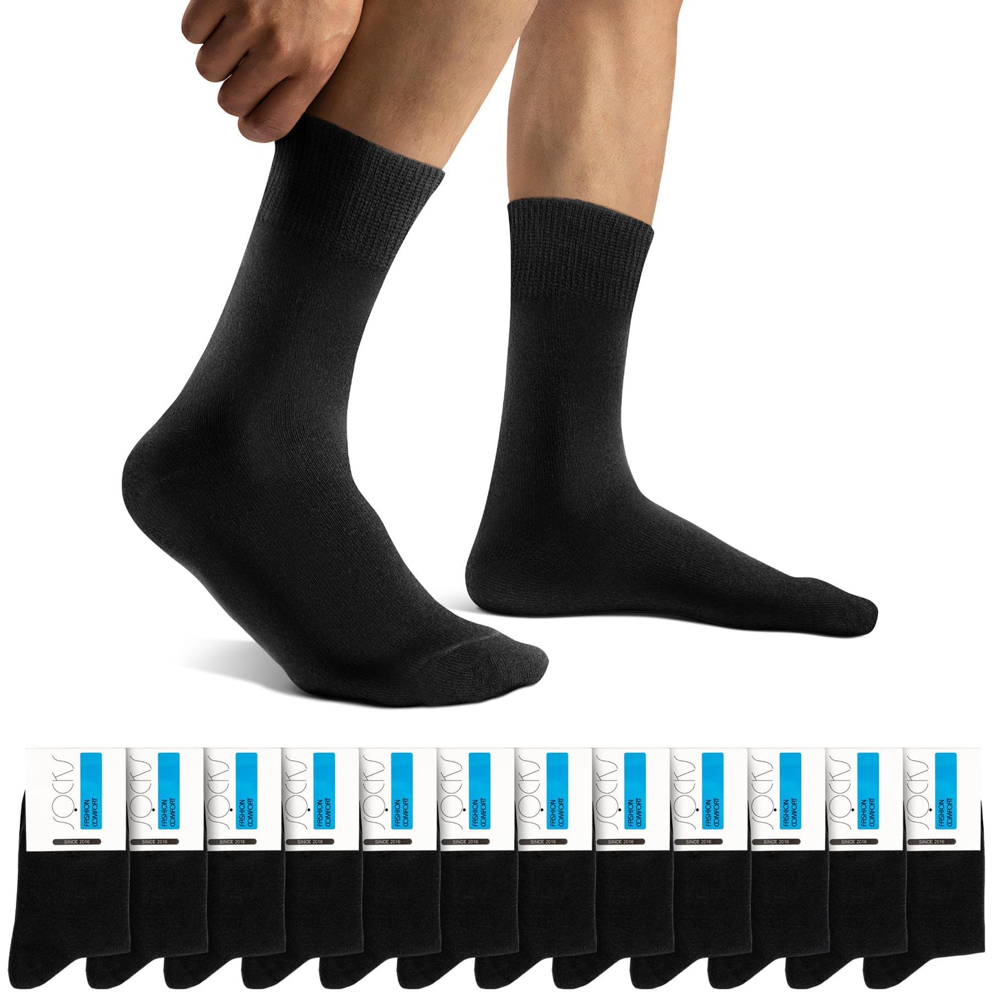 12 Pairs Men’s Sports Socks – Classic, Breathable Cotton
