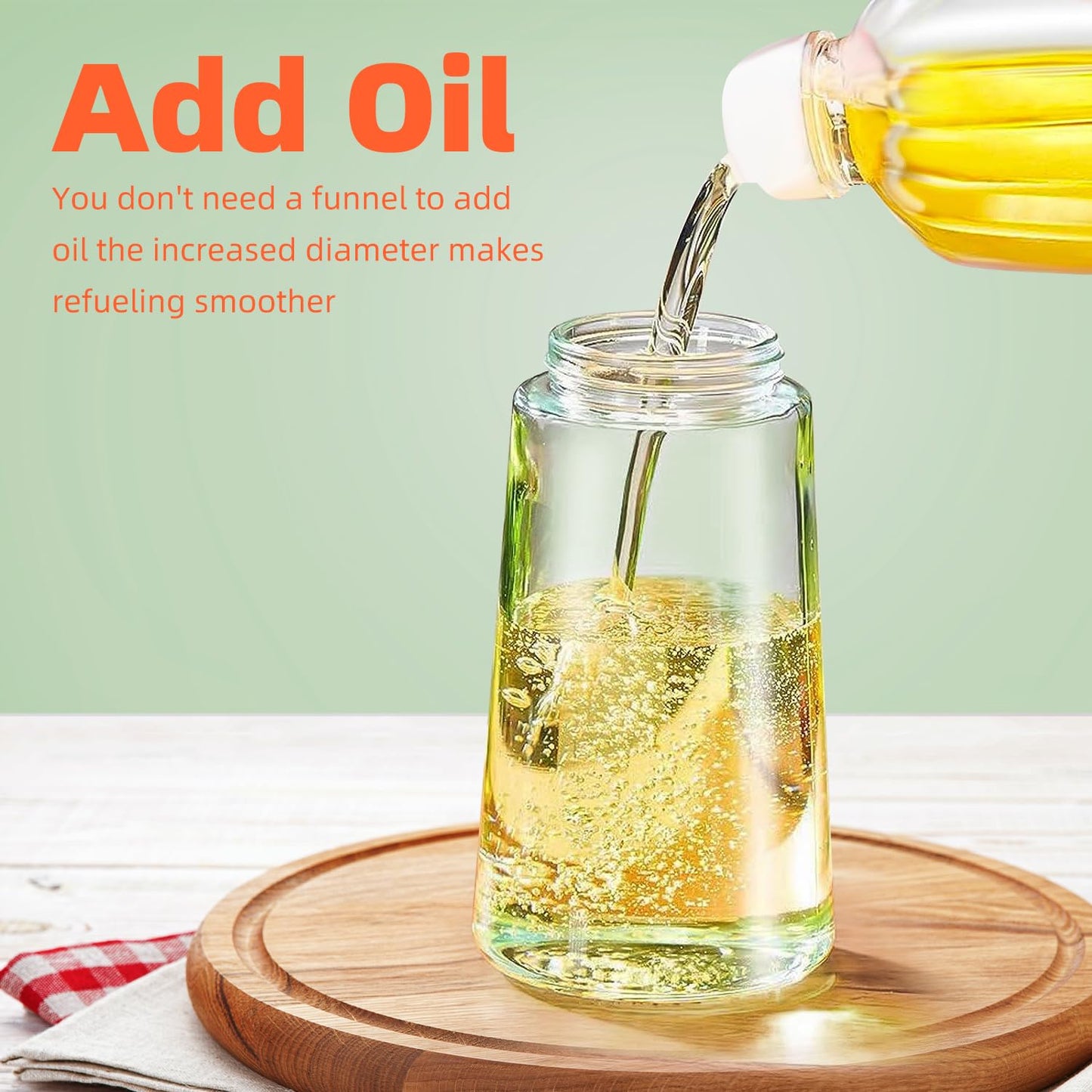 TrendPlain 16 oz Oil Sprayer for Cooking Oil - 470 ml Olive Oil Bottle - 2-in-1 Oil Dispenser and Oil Sprayer - Kitchen Gadgets for Cooking, Salad and Grill Black