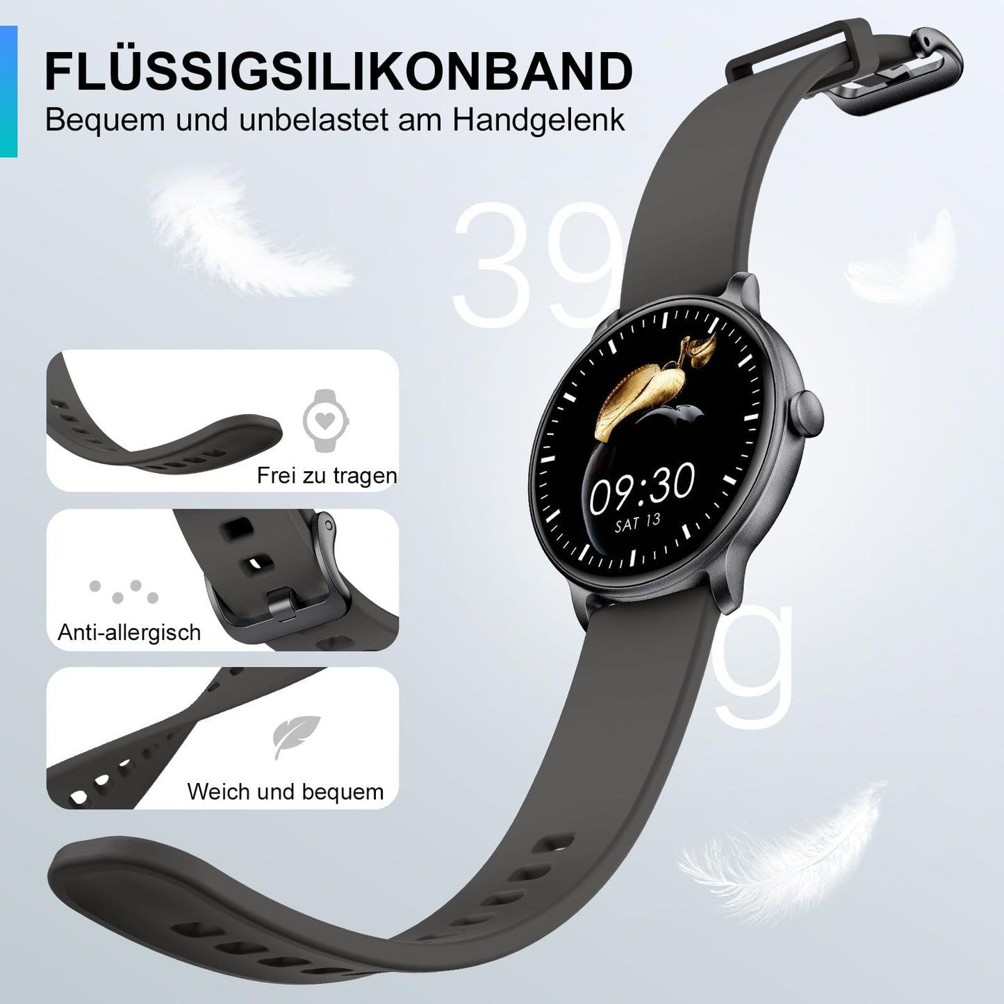 ZPPSNFIT Smartwatch Damen Herren, 1.43 Zoll AMOLED-Display Smart Watch mit Bluetooth Anrufe, Fitness Tracker mit Herzfrequenz Schlafmonitor, IP68 Wasserdicht Fitnessuhr für Android iOS