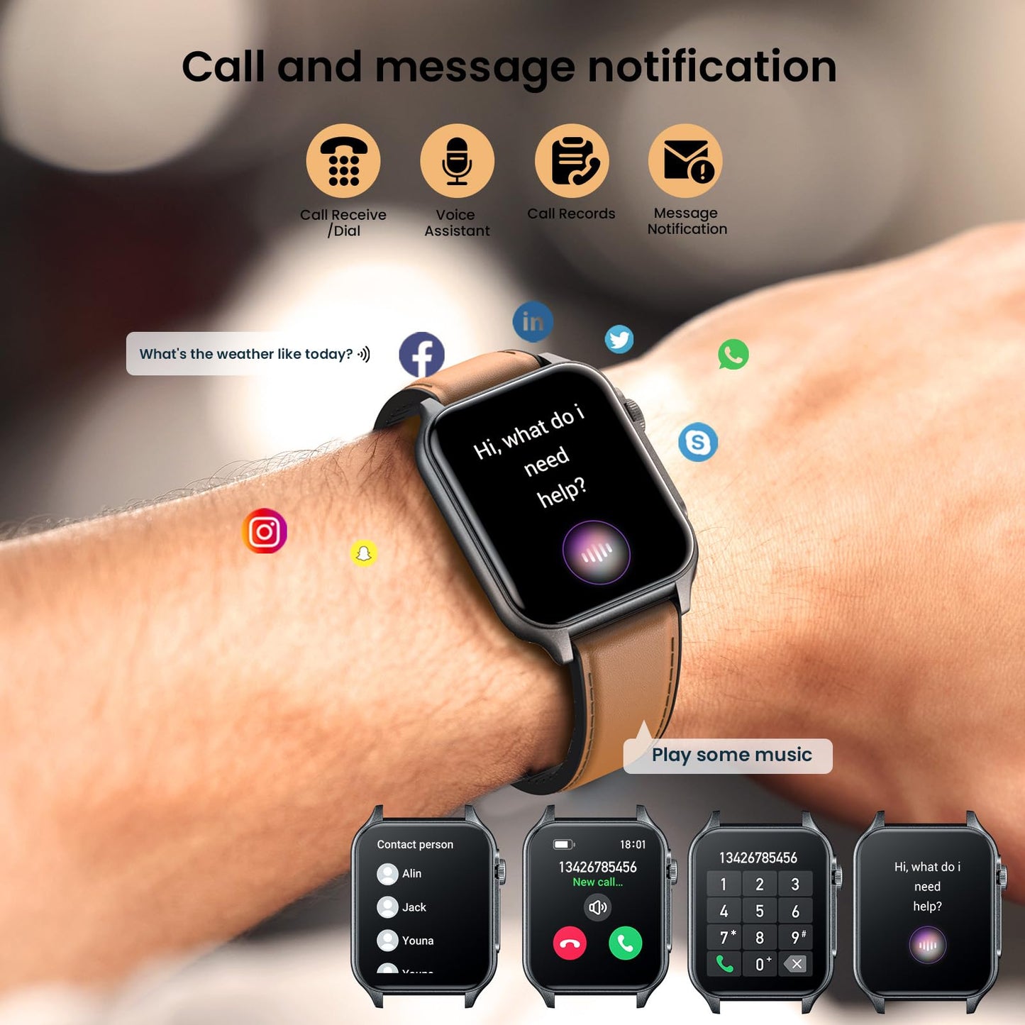 Smartwatch Herren Uhr Fitnessuhr Armbanduhr: Smart Watch Uhren Herrenuhr 1,93" Touchscreen mit Automatik Wasserdicht Schrittzähler Outdoor Sport Fitness Tracker Telefonfunktion Kompatibel Android iOS
